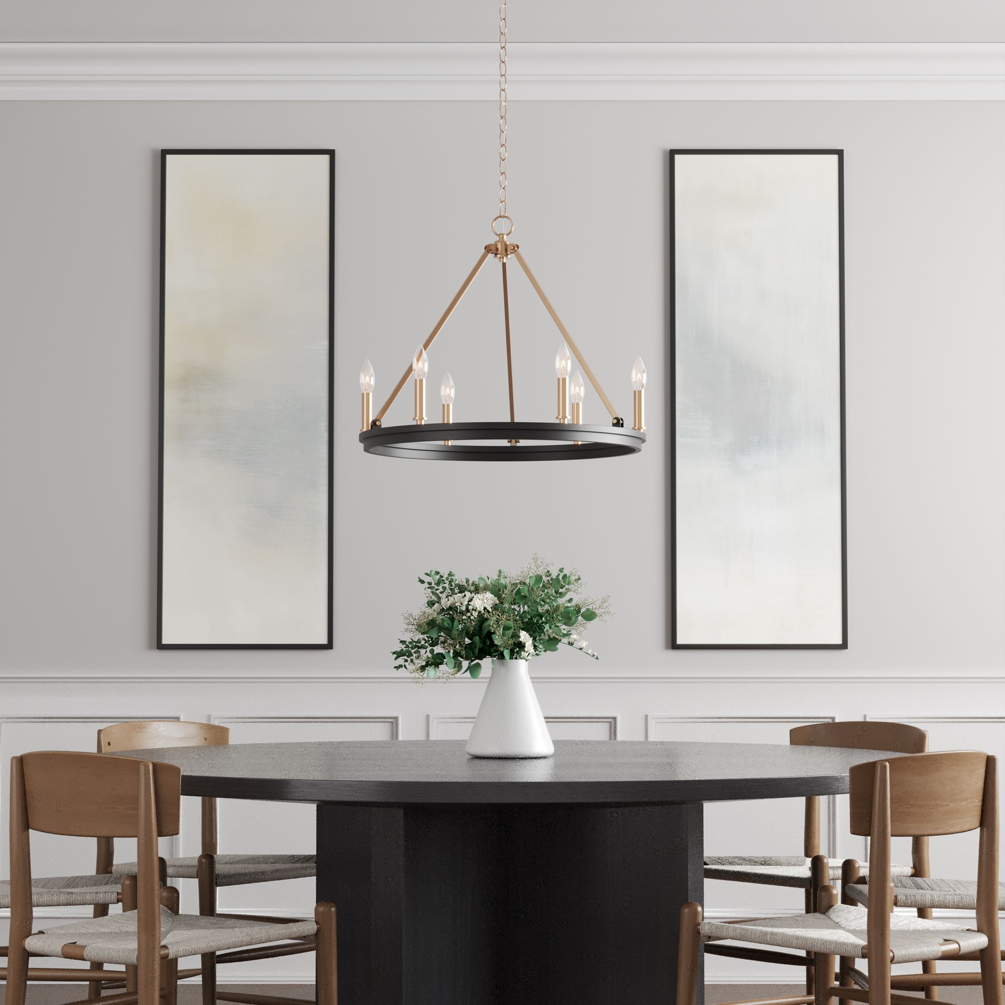 Image 6 Millennium Carruth 5-Light 25" Matte Black/Modern Gold Chandelier more views