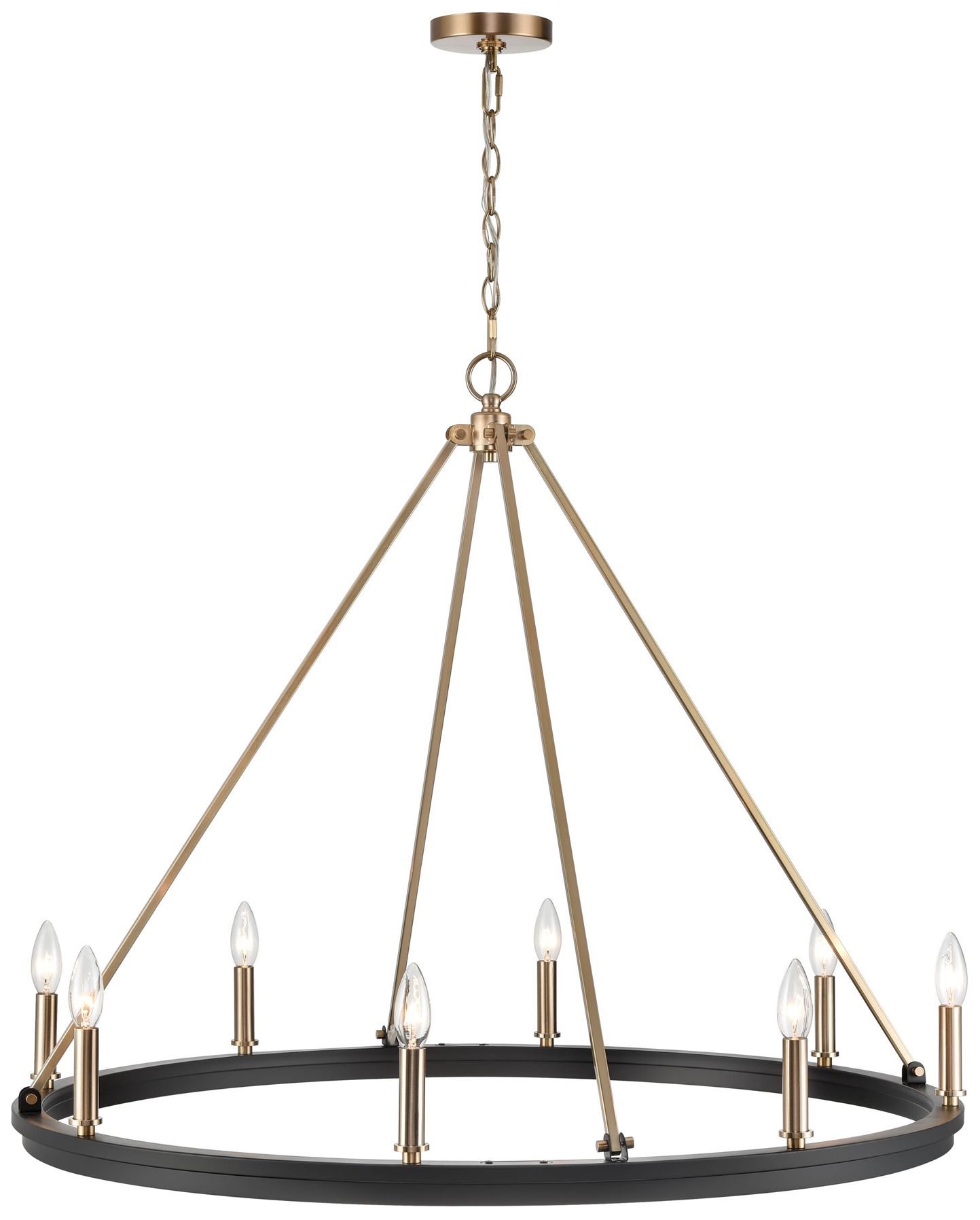 Millennium Carruth 8-Light 36" Matte Black/Modern Gold Chandelier