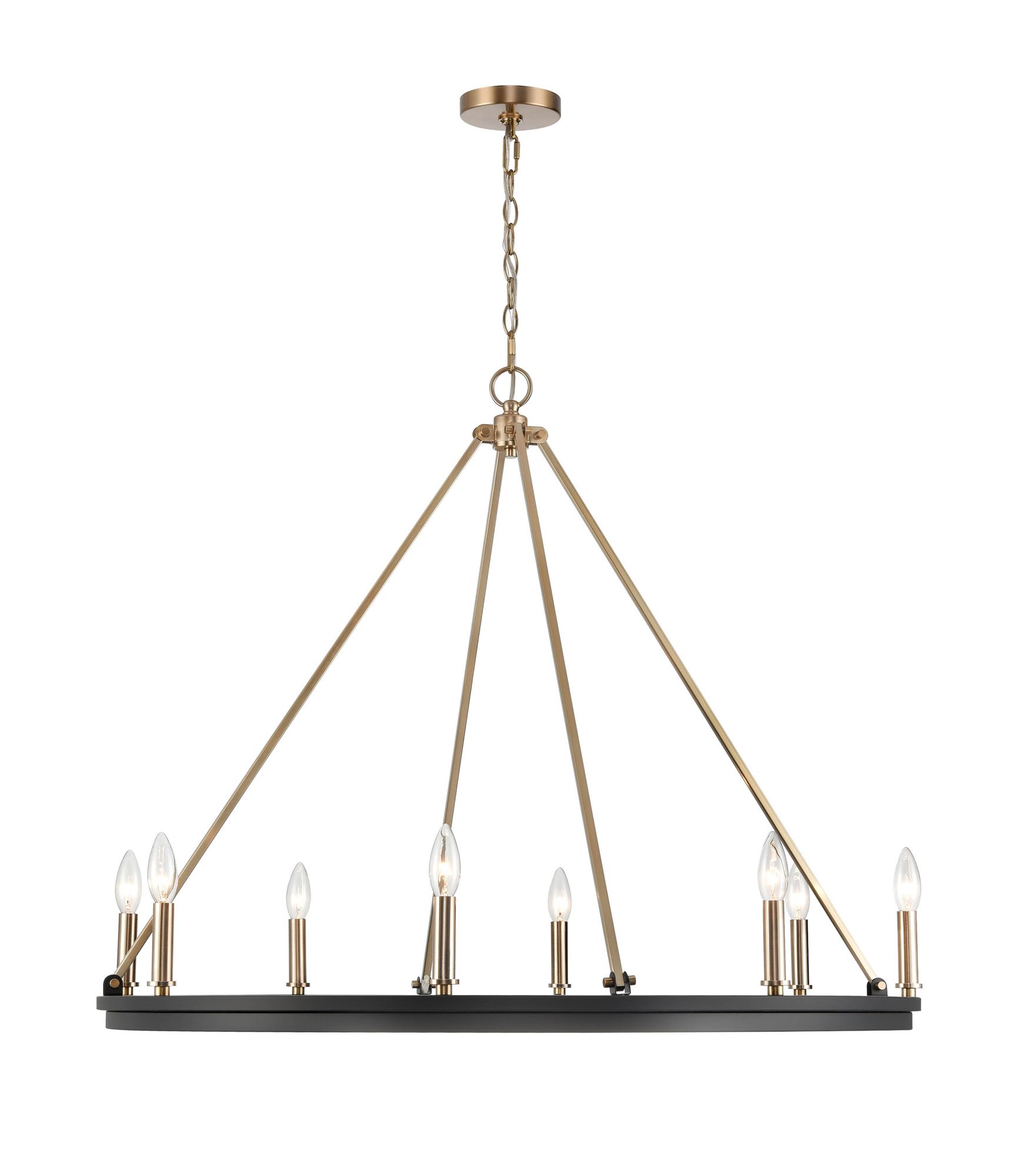 Image 2 Millennium Carruth 8-Light 36" Matte Black/Modern Gold Chandelier more views