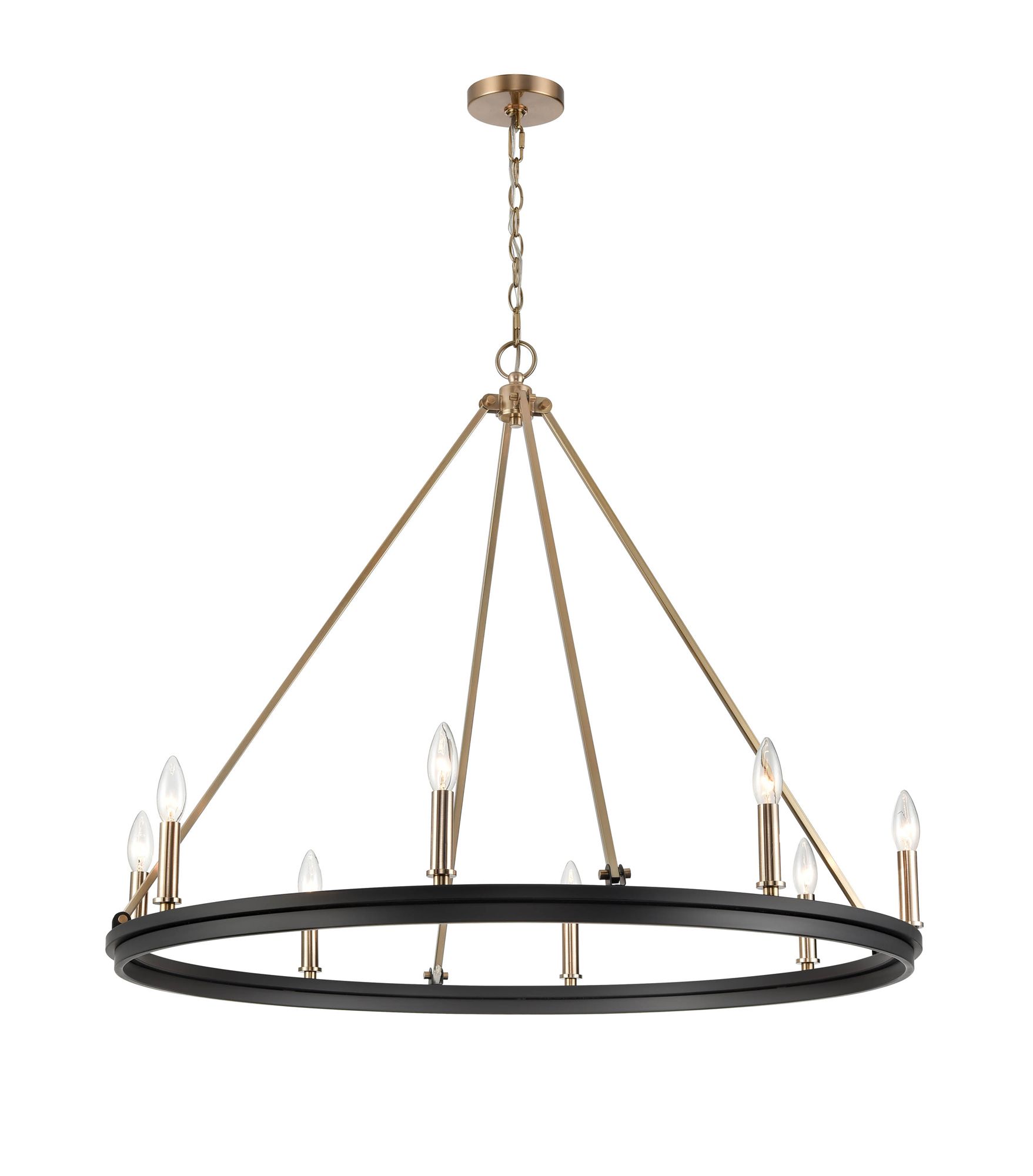 Image 3 Millennium Carruth 8-Light 36" Matte Black/Modern Gold Chandelier more views