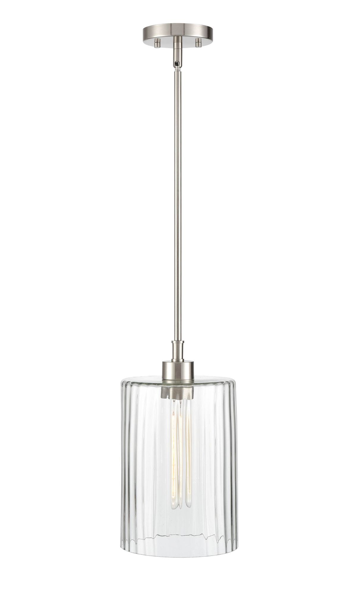 Image 3 Millennium Chastine 1-Light 8" Brushed Nickel Pendant with Glass Shade more views