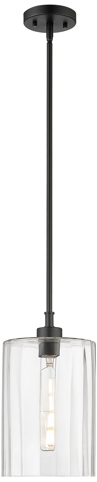 Millennium Chastine 1-Light 8" Matte Black Pendant with Glass Shade