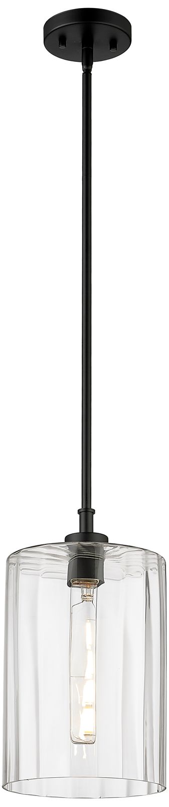 Image 2 Millennium Chastine 1-Light 8" Matte Black Pendant with Glass Shade more views