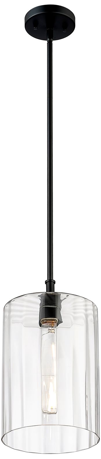 Image 3 Millennium Chastine 1-Light 8" Matte Black Pendant with Glass Shade more views