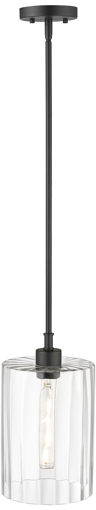 Image 4 Millennium Chastine 1-Light 8" Matte Black Pendant with Glass Shade more views