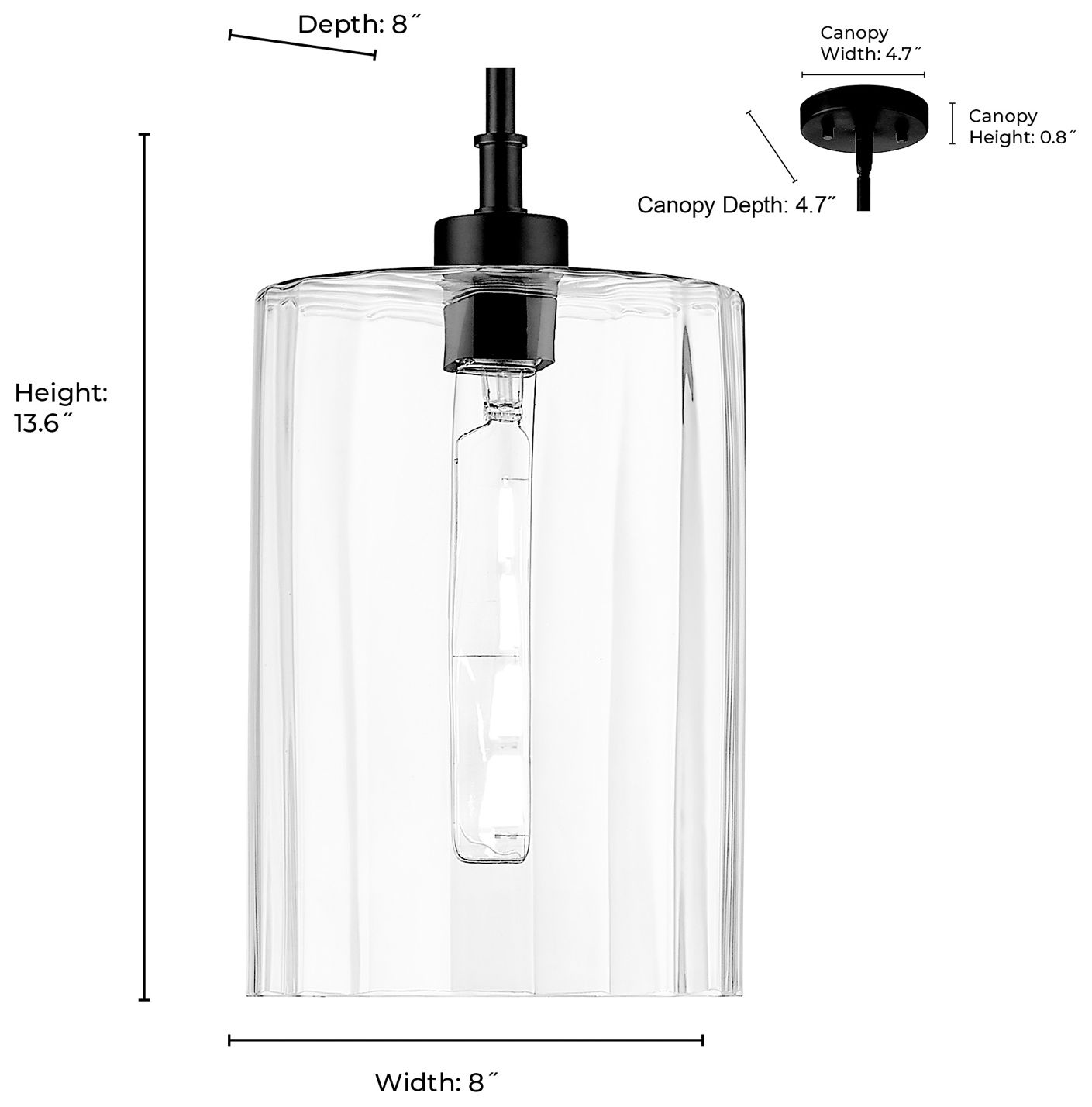 Image 6 Millennium Chastine 1-Light 8" Matte Black Pendant with Glass Shade more views