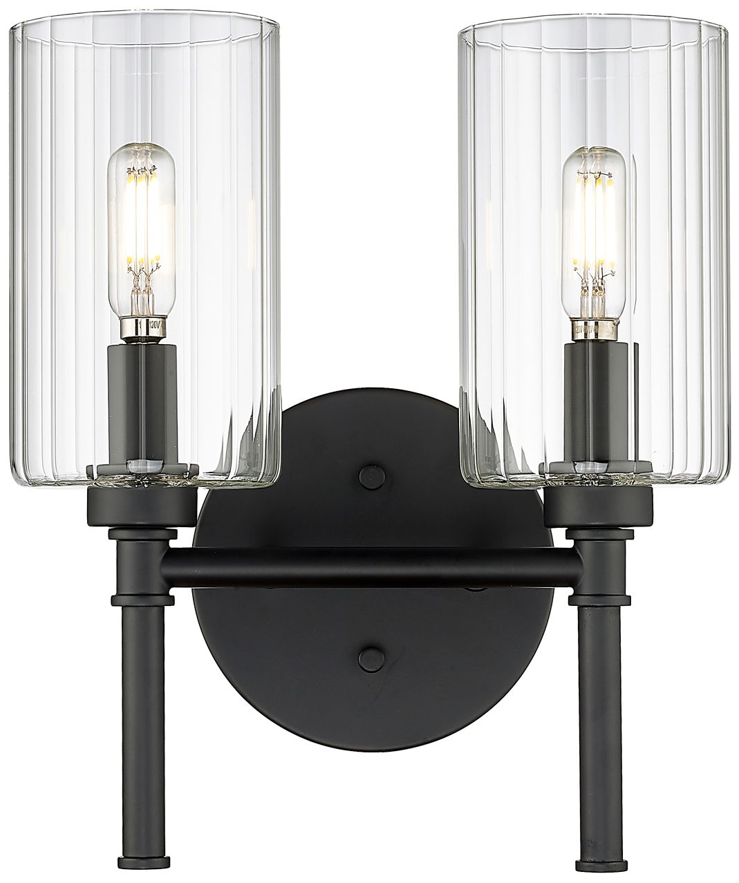Millennium Chastine 2-Light 10.5" Matte Black Vanity Light with Glass Shade