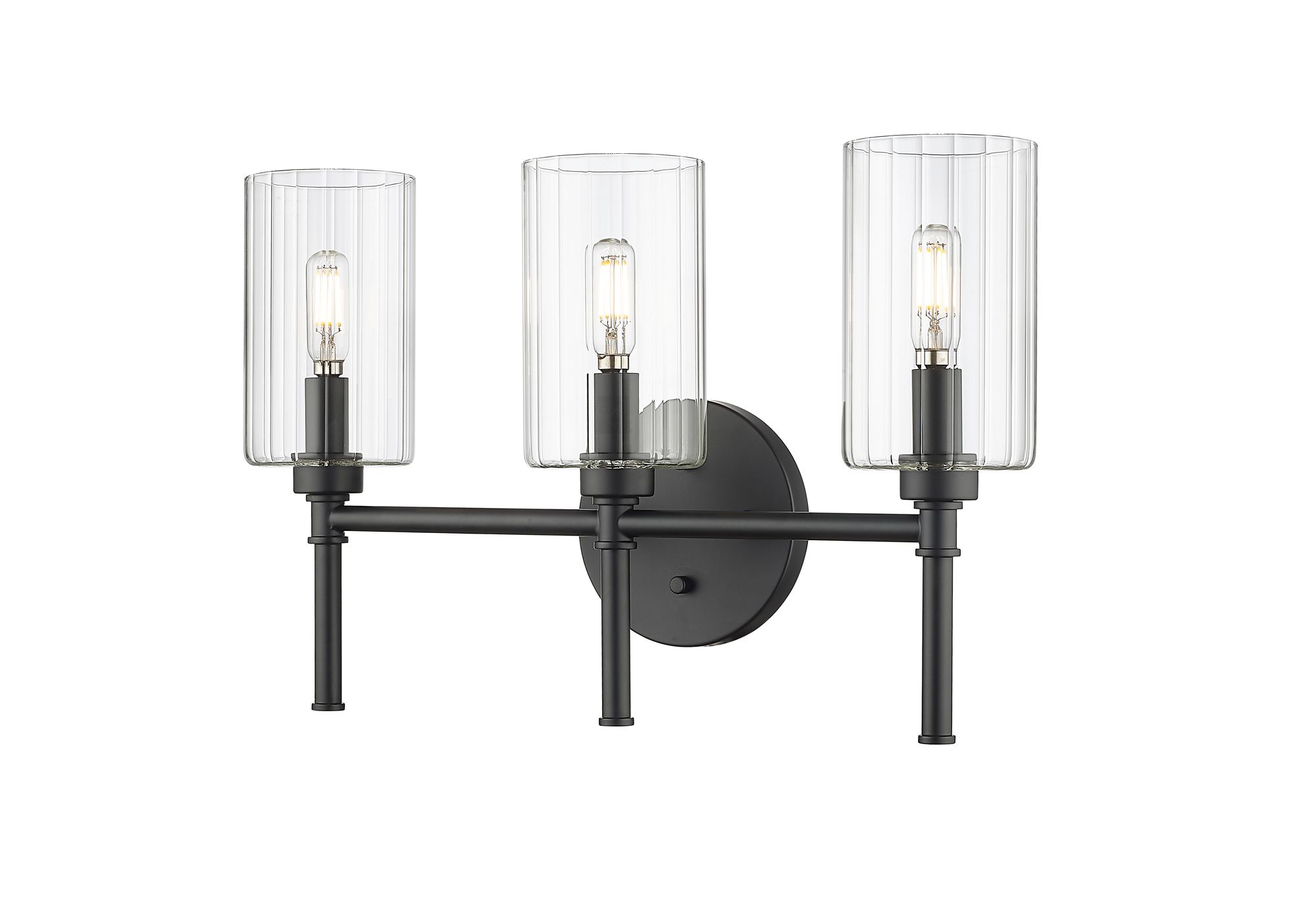 Image 3 Millennium Chastine 3-Light 19" Matte Black Vanity Light with Glass Shade more views