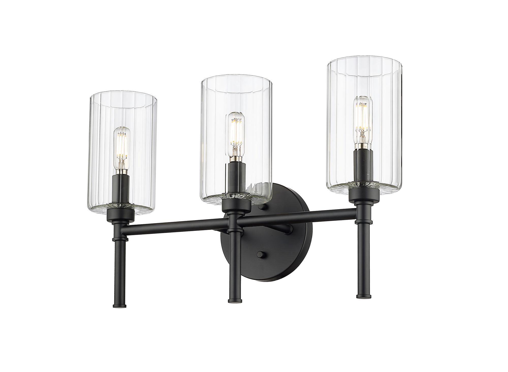 Image 4 Millennium Chastine 3-Light 19" Matte Black Vanity Light with Glass Shade more views