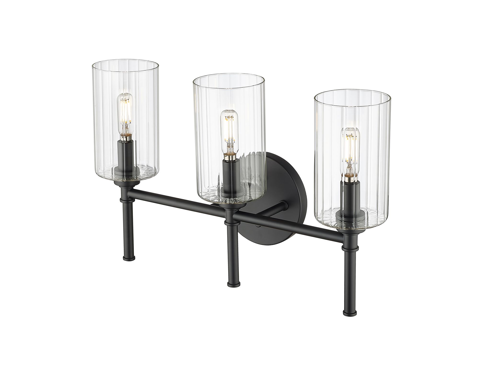 Image 5 Millennium Chastine 3-Light 19" Matte Black Vanity Light with Glass Shade more views