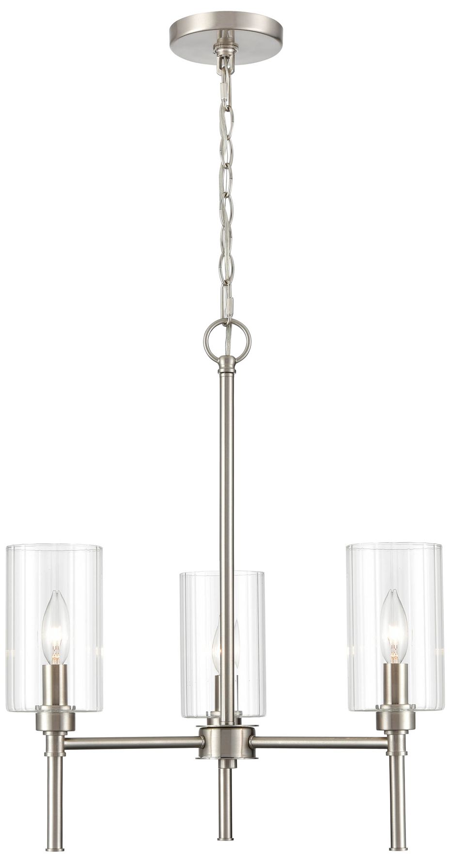 Thumbnail1 of Millennium Chastine 3-Light 20" Brushed Nickel Chandelier with Glass Shade