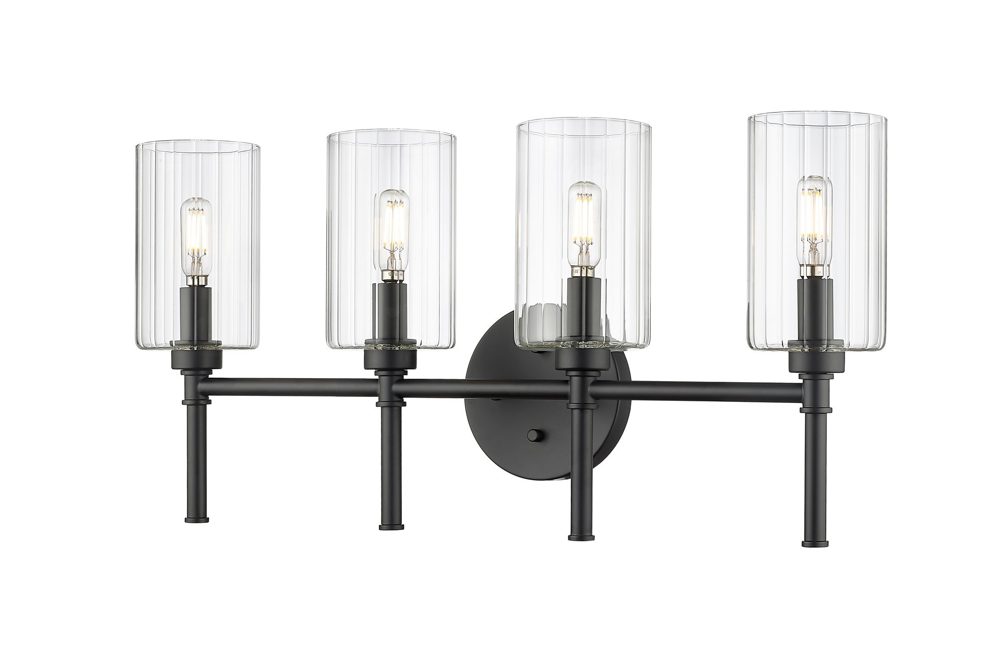 Image 3 Millennium Chastine 4-Light 25.5" Matte Black Vanity Light with Glass Shade more views