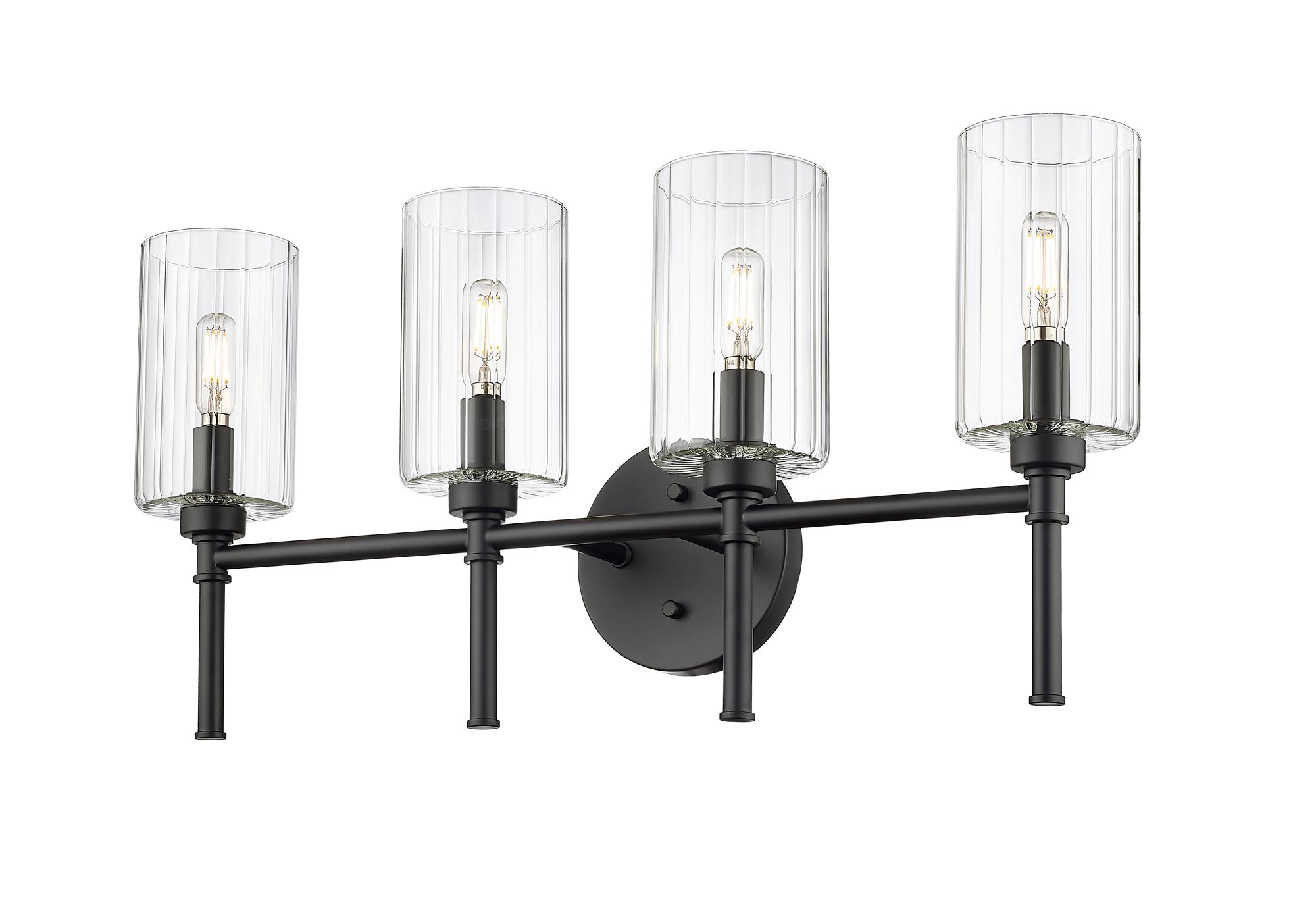 Image 4 Millennium Chastine 4-Light 25.5" Matte Black Vanity Light with Glass Shade more views