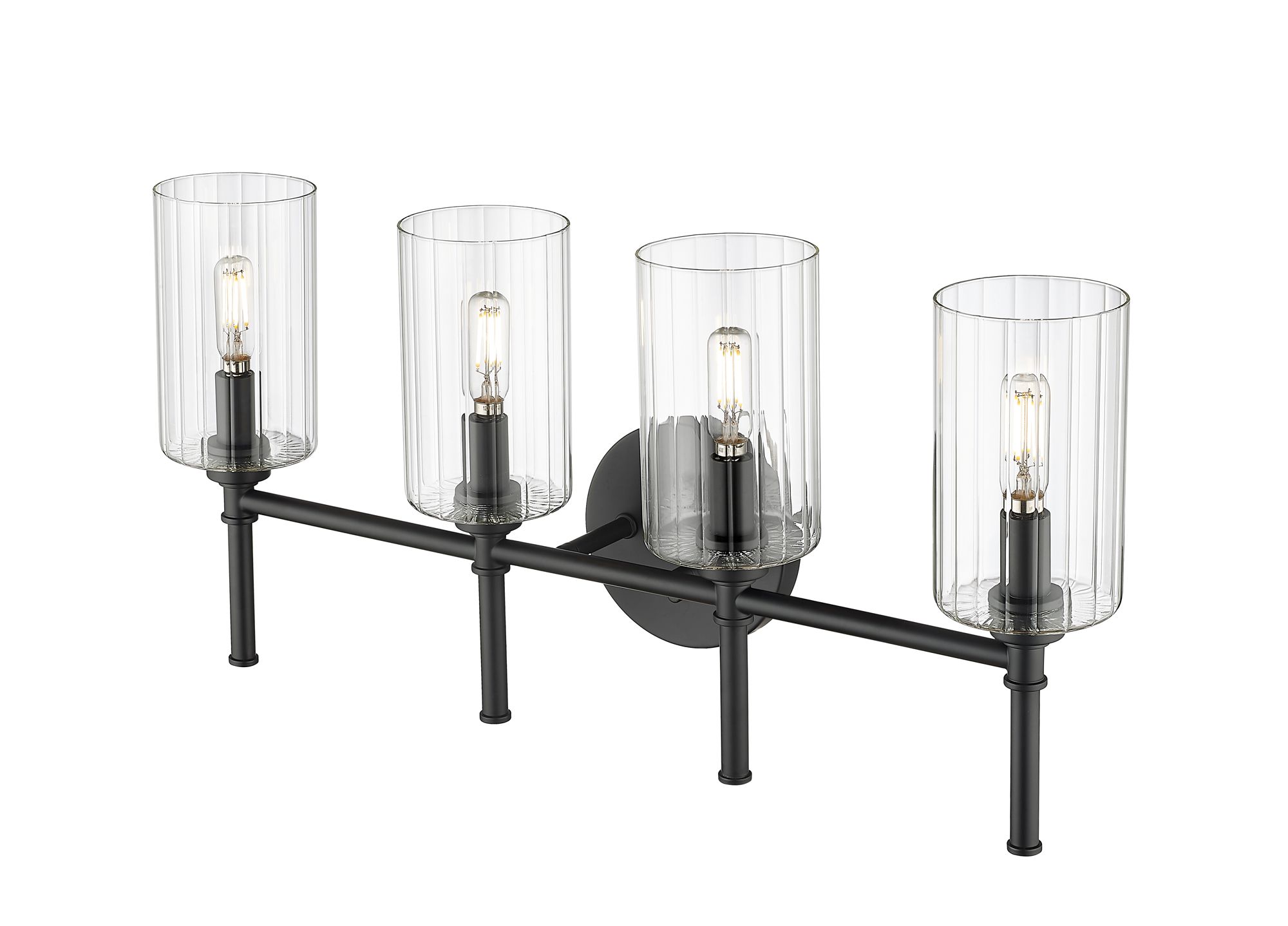 Image 5 Millennium Chastine 4-Light 25.5" Matte Black Vanity Light with Glass Shade more views