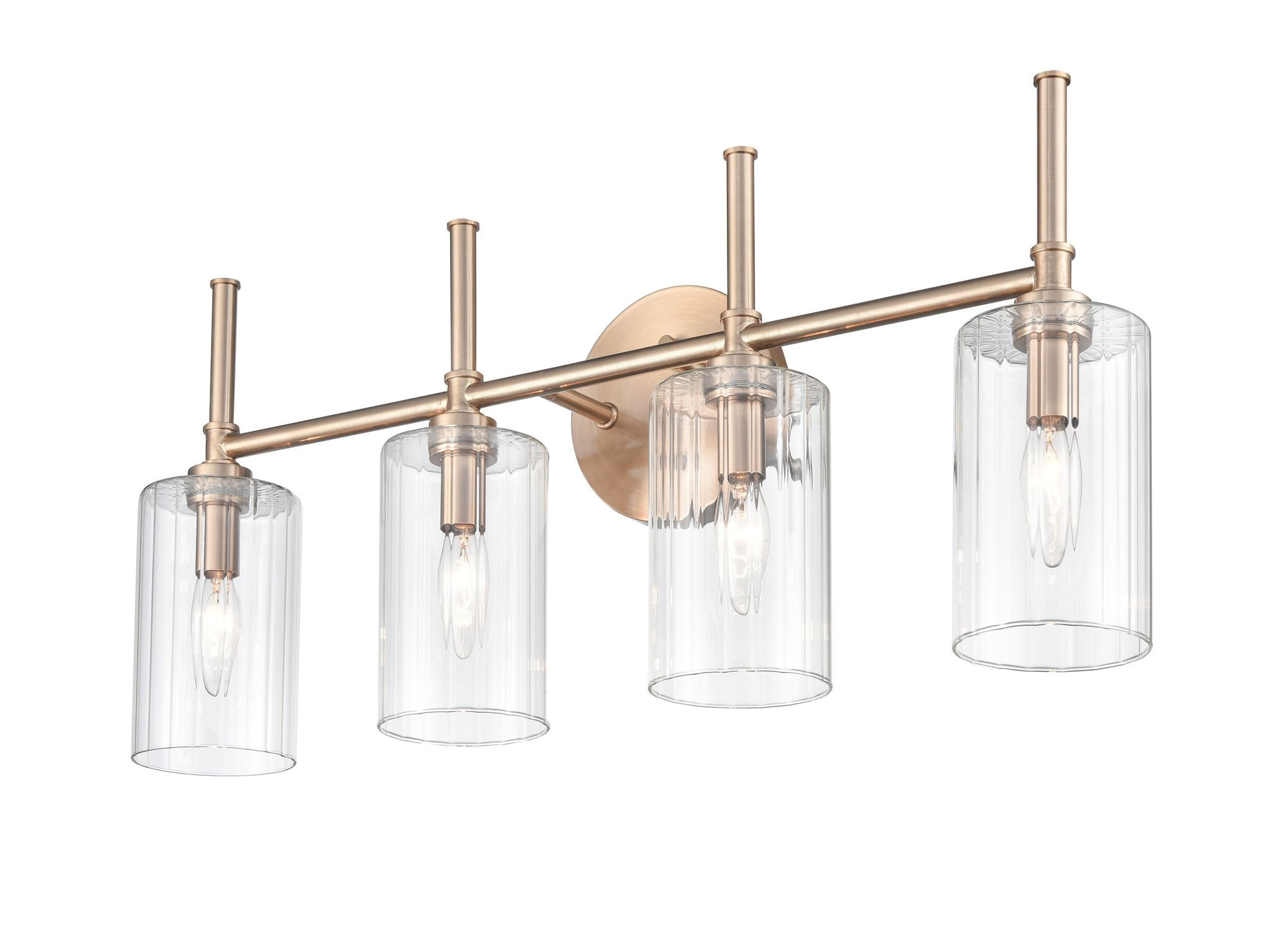 Image 2 Millennium Chastine 4-Light 25.5" Modern Gold Vanity Light with Glass Shade more views