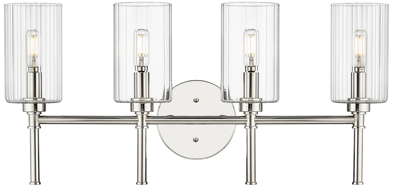 Millennium Chastine 4-Light 25.5" Polished Nickel Vanity Light with Shade