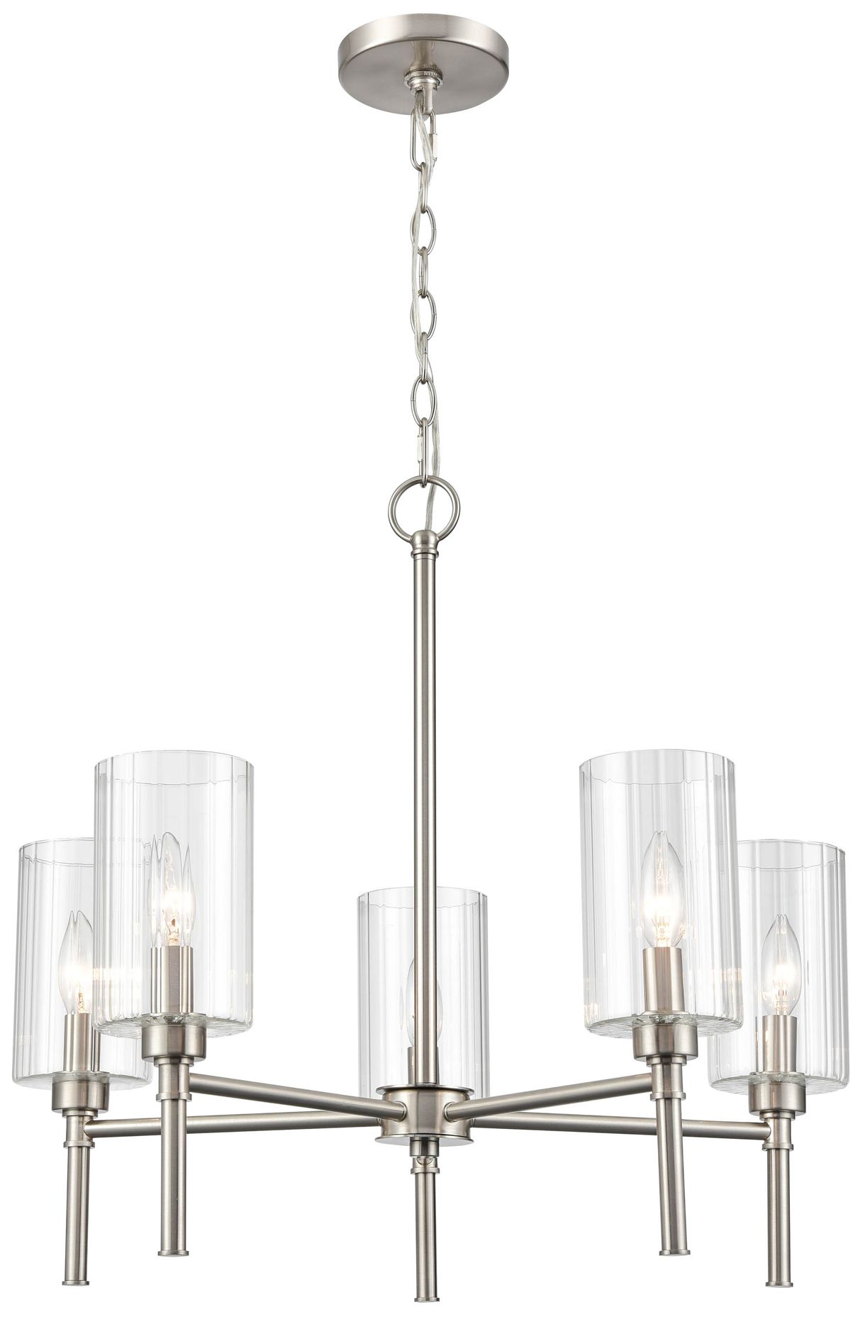 Millennium Chastine 5-Light 24" Brushed Nickel Chandelier with Glass Shade