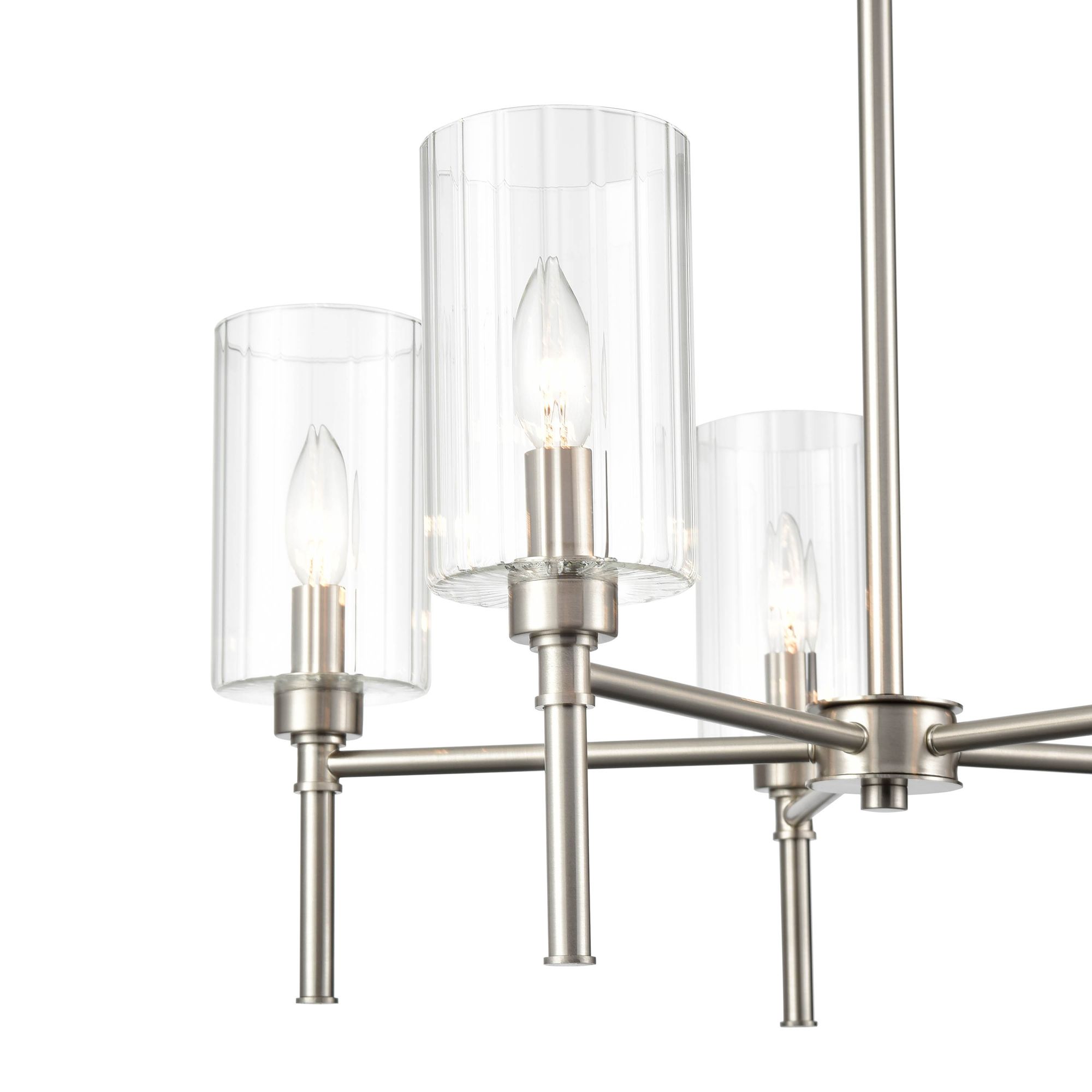 Image 2 Millennium Chastine 5-Light 24" Brushed Nickel Chandelier with Glass Shade more views