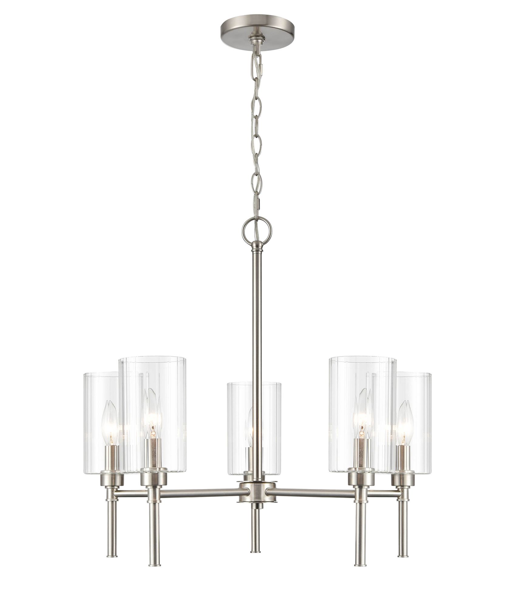 Image 3 Millennium Chastine 5-Light 24" Brushed Nickel Chandelier with Glass Shade more views