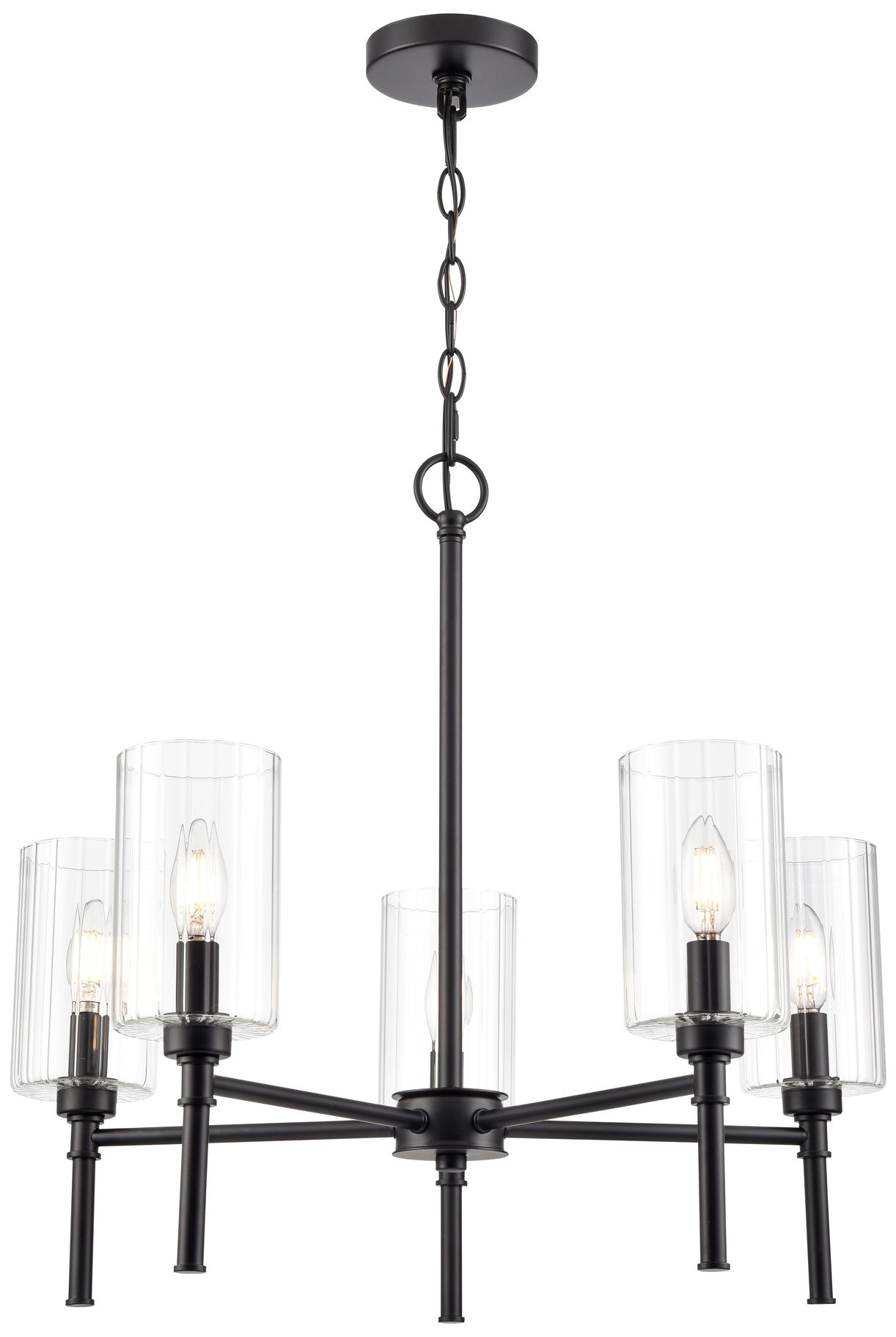 Millennium Chastine 5-Light 24" Matte Black Chandelier with Glass Shade
