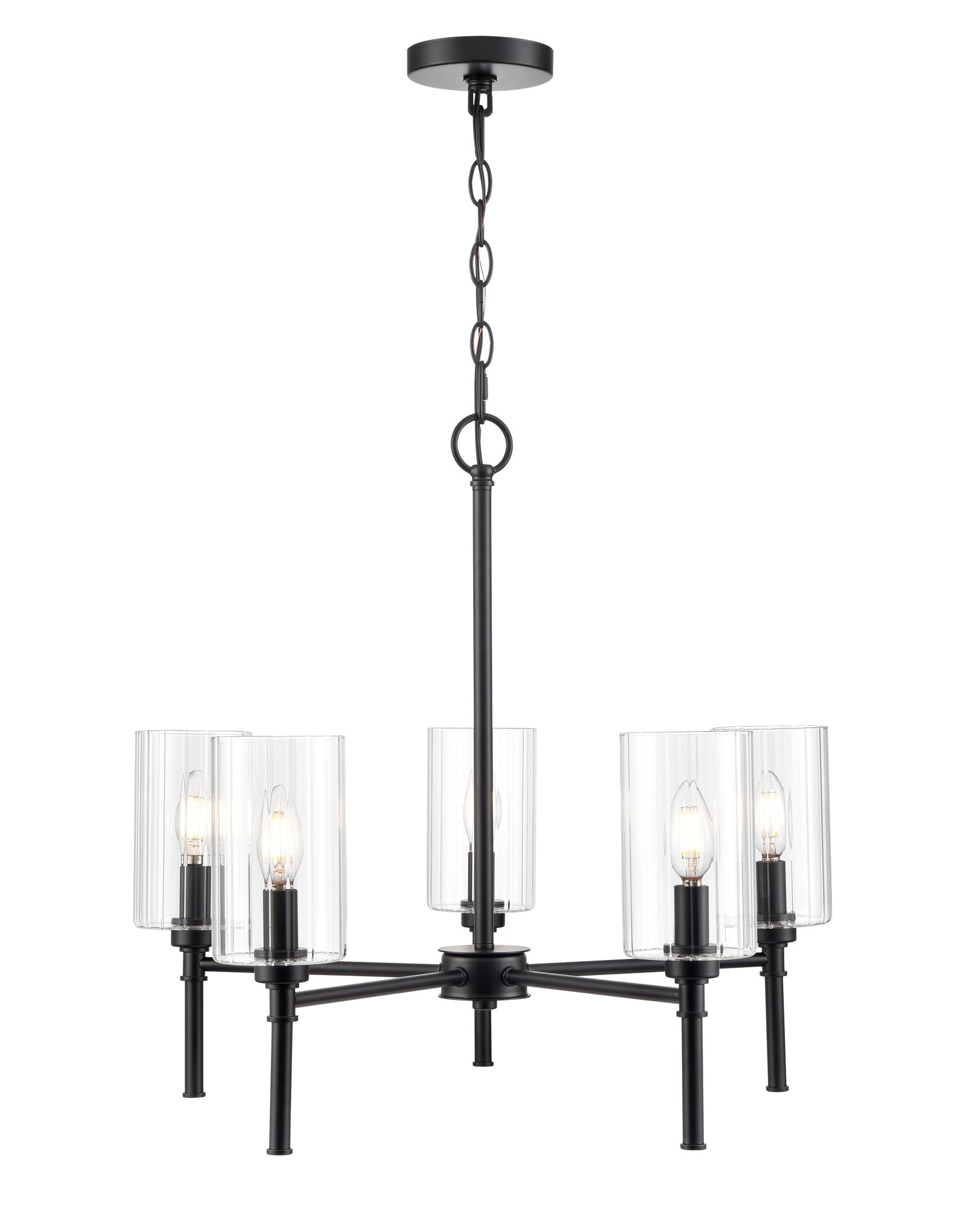 Image 2 Millennium Chastine 5-Light 24" Matte Black Chandelier with Glass Shade more views