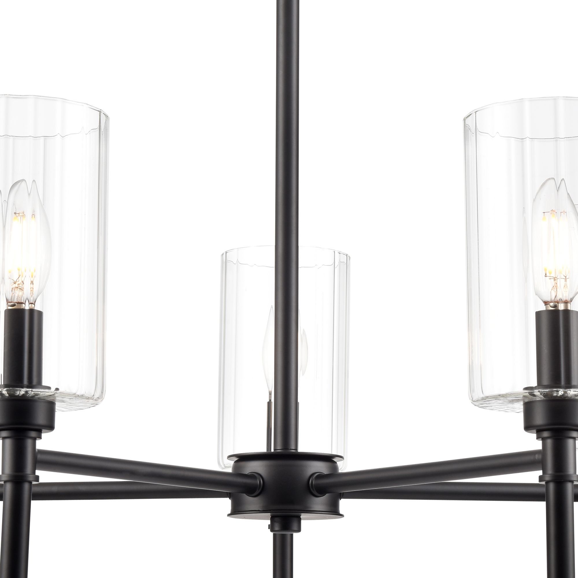 Image 3 Millennium Chastine 5-Light 24" Matte Black Chandelier with Glass Shade more views