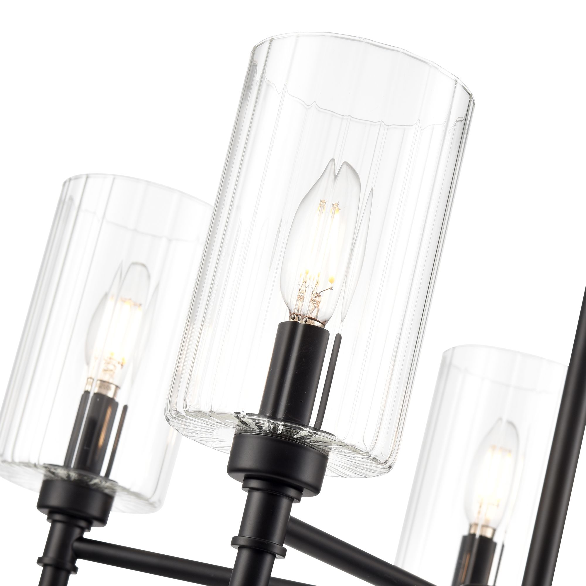 Image 4 Millennium Chastine 5-Light 24" Matte Black Chandelier with Glass Shade more views