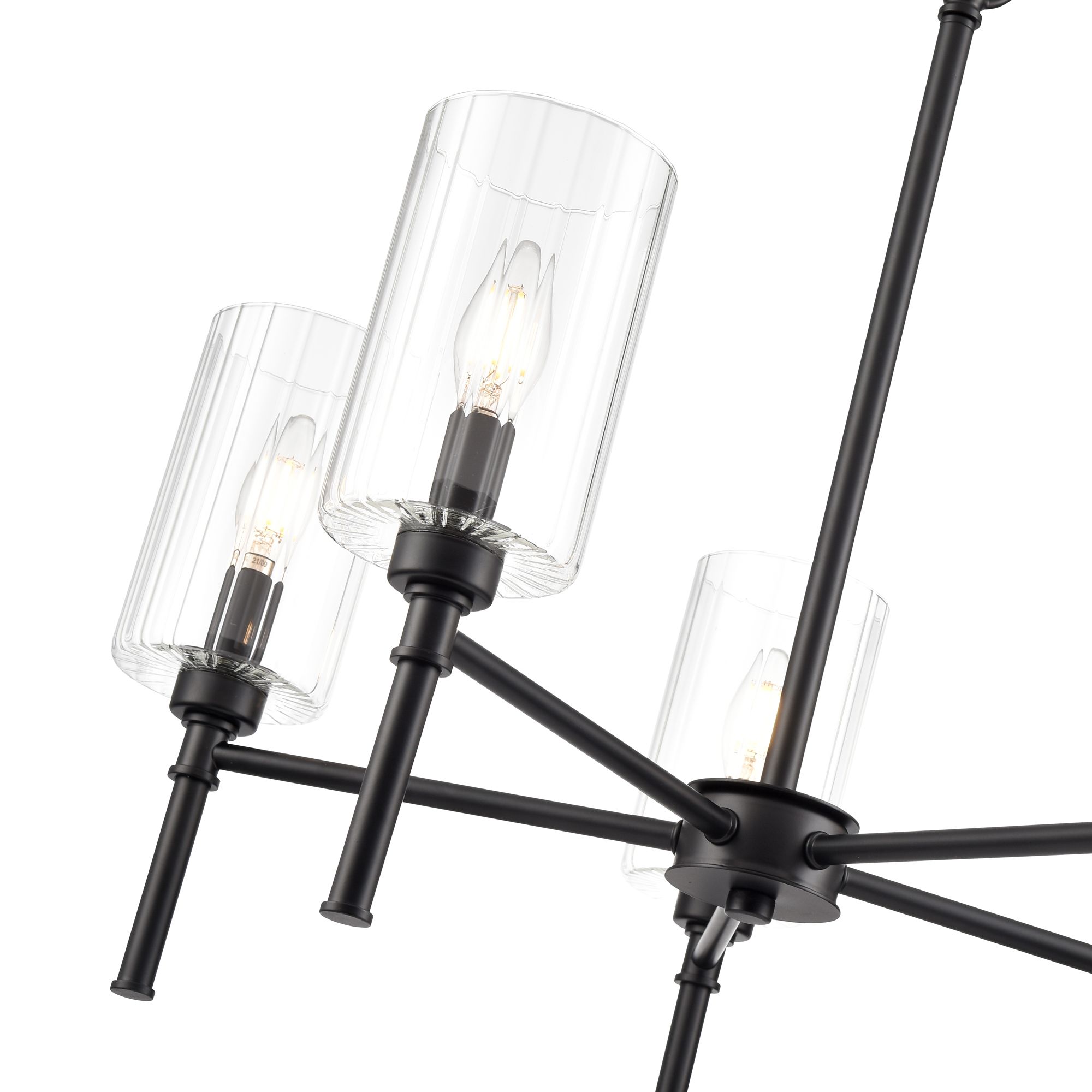 Image 5 Millennium Chastine 5-Light 24" Matte Black Chandelier with Glass Shade more views