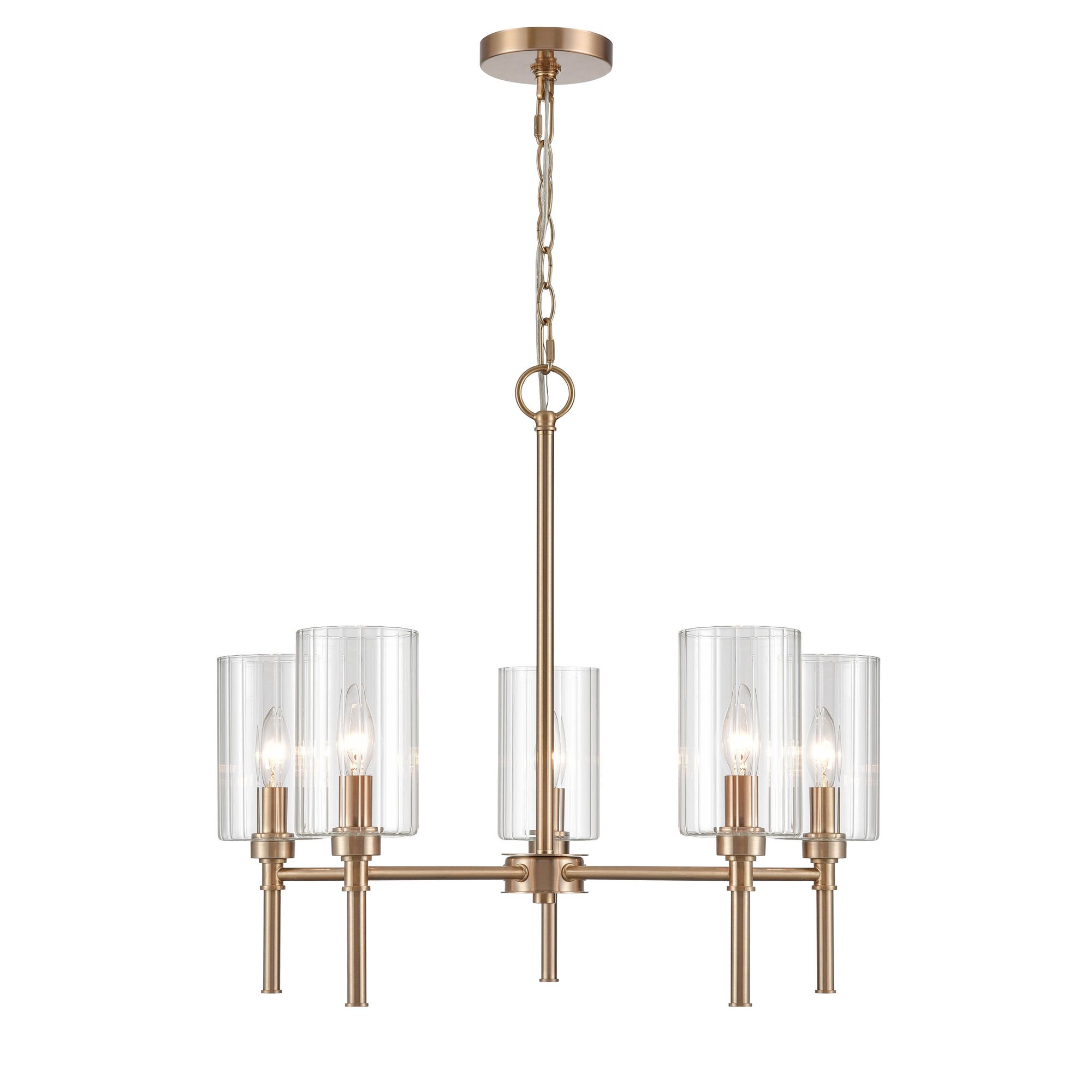 Image 3 Millennium Chastine 5-Light 24" Modern Gold Chandelier with Glass Shade more views