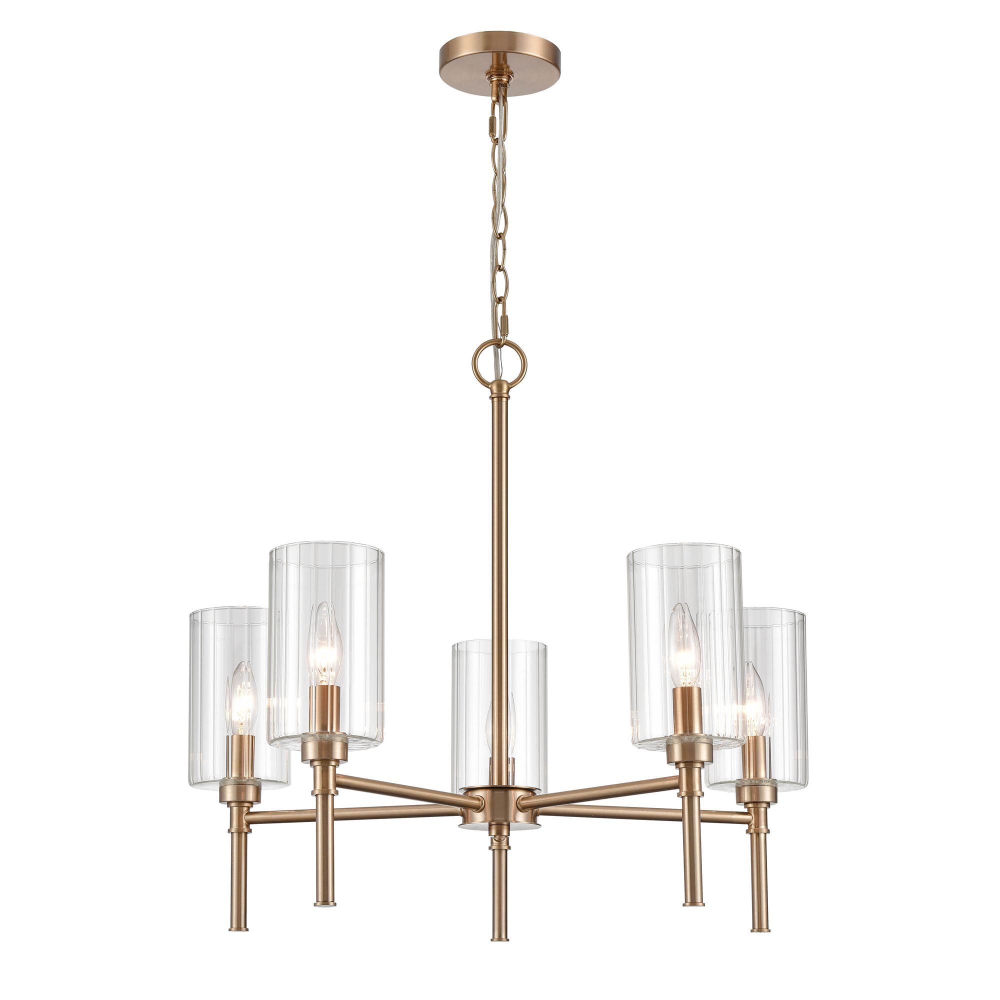 Image 4 Millennium Chastine 5-Light 24" Modern Gold Chandelier with Glass Shade more views