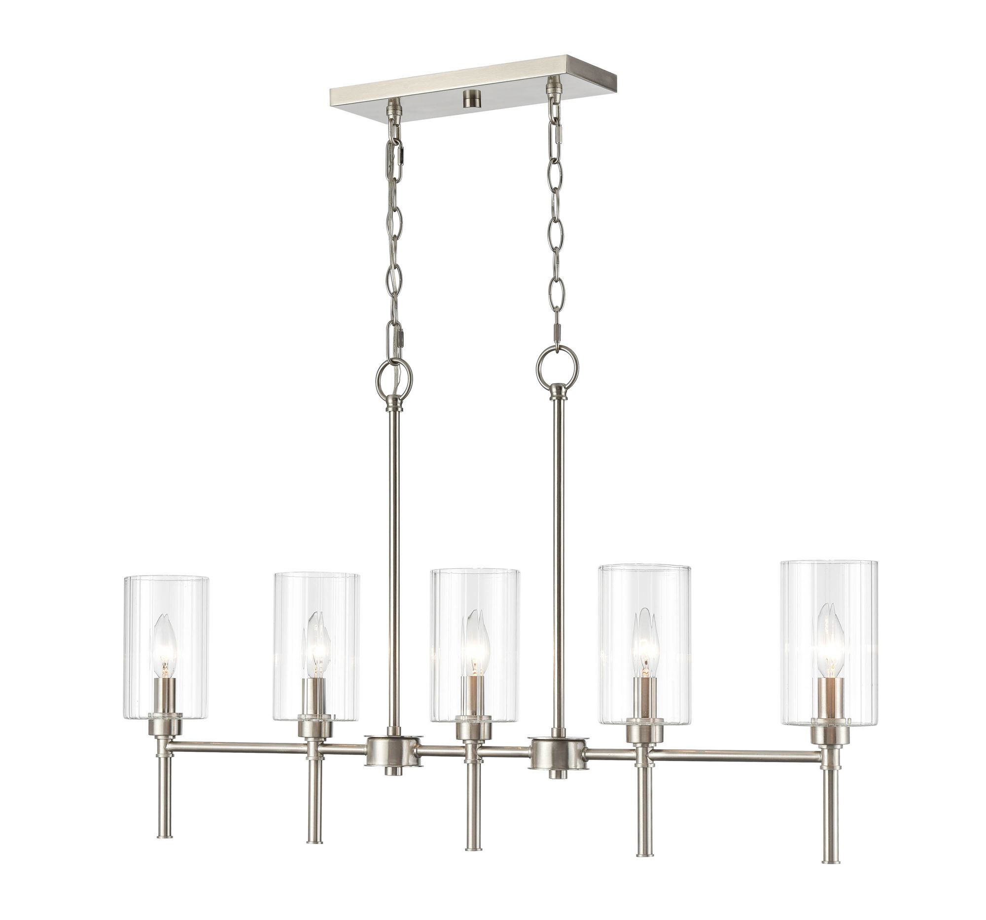 Image 2 Millennium Chastine 5-Light 36" Brushed Nickel Chandelier with Glass Shade more views