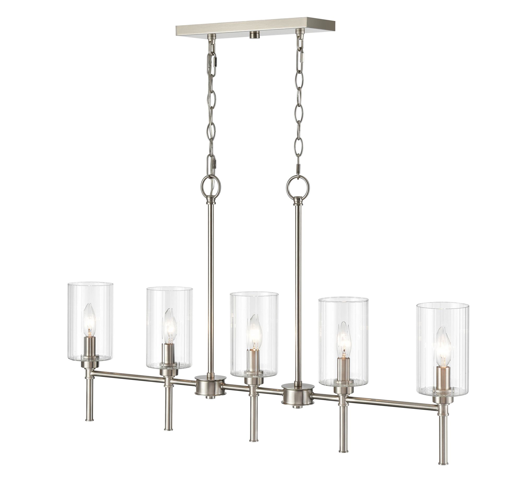 Image 3 Millennium Chastine 5-Light 36" Brushed Nickel Chandelier with Glass Shade more views
