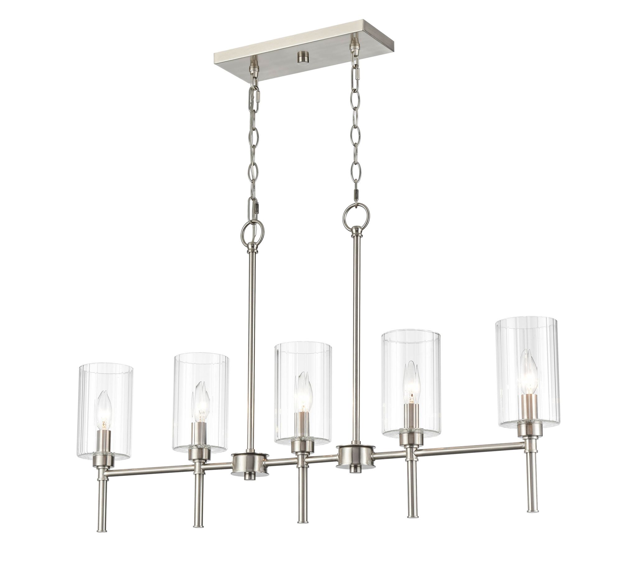 Image 4 Millennium Chastine 5-Light 36" Brushed Nickel Chandelier with Glass Shade more views