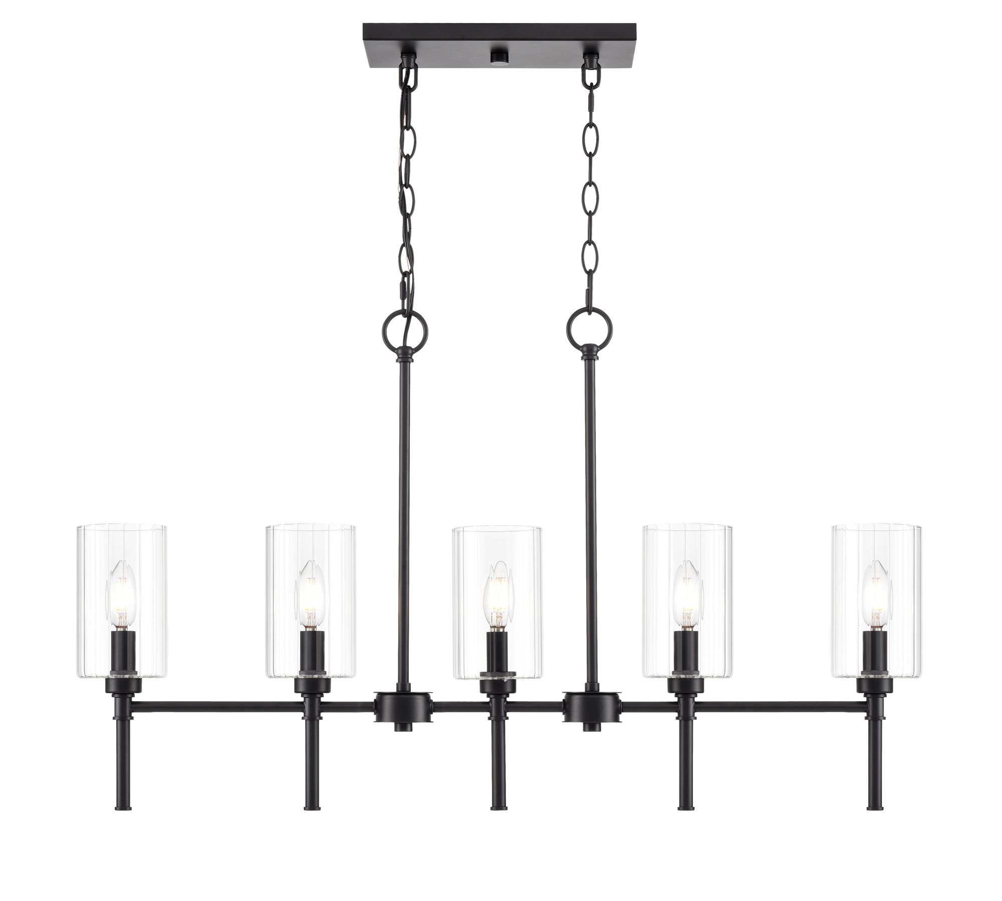 Image 2 Millennium Chastine 5-Light 36" Matte Black Linear Chandelier with Sha more views