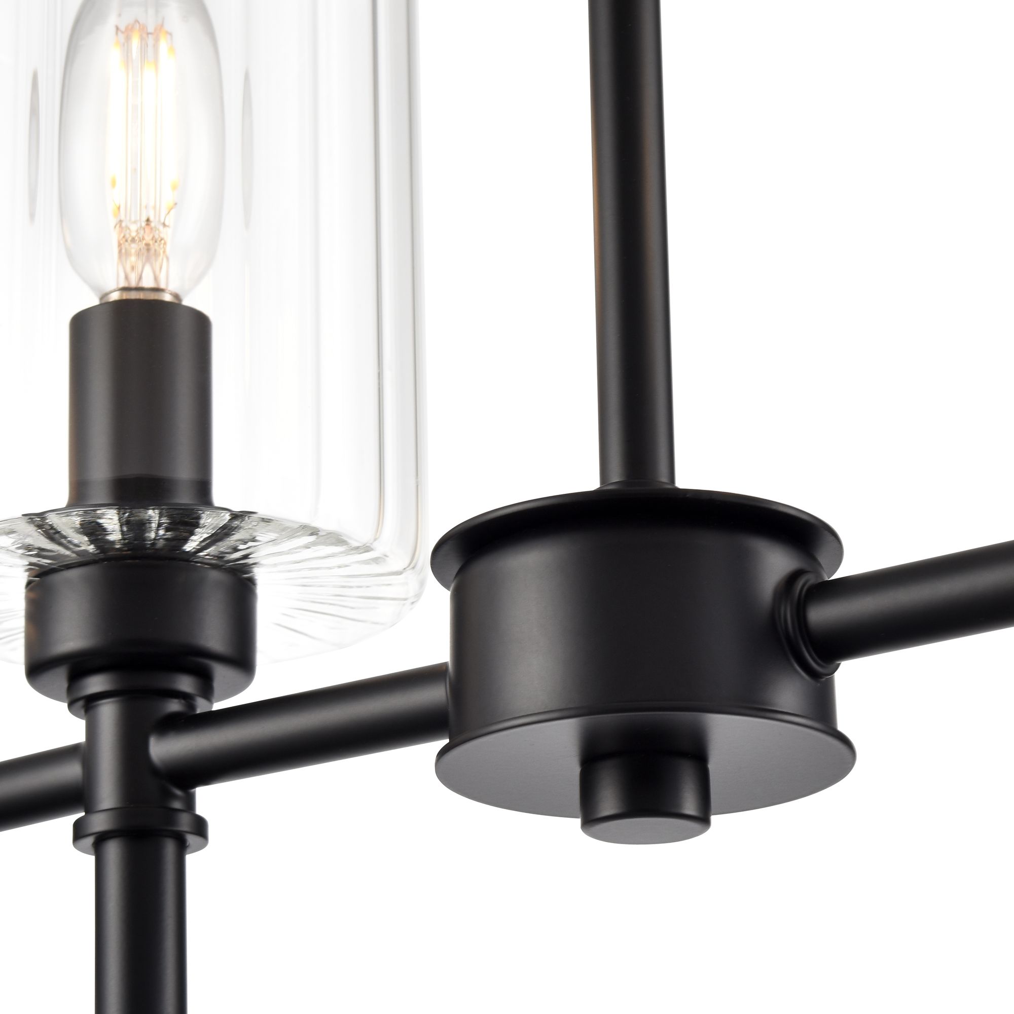 Image 4 Millennium Chastine 5-Light 36" Matte Black Linear Chandelier with Sha more views