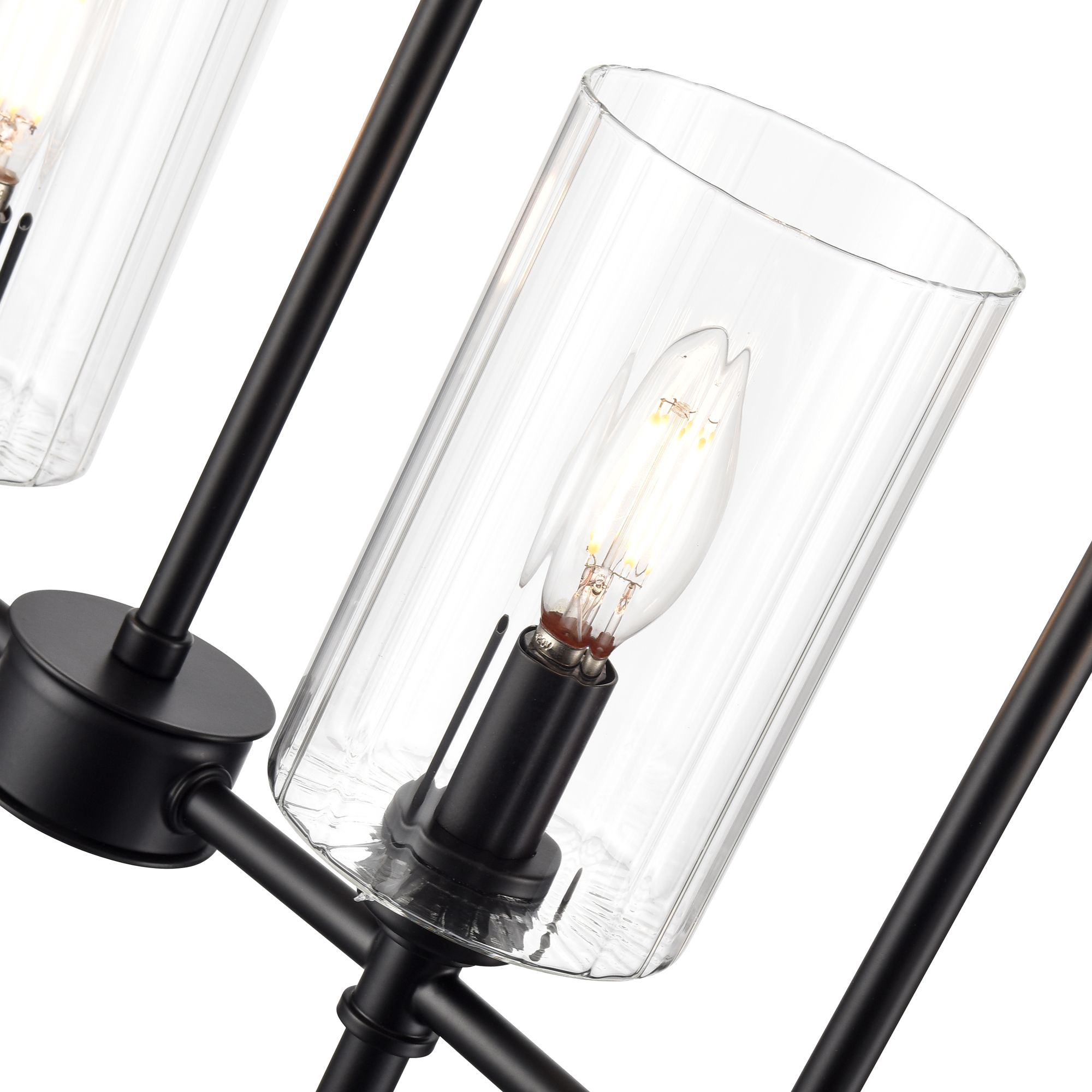 Image 5 Millennium Chastine 5-Light 36" Matte Black Linear Chandelier with Sha more views