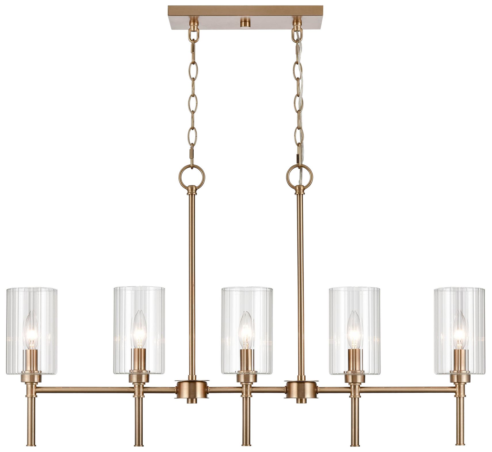Millennium Chastine 5-Light 36" Modern Gold Chandelier with Glass Shade