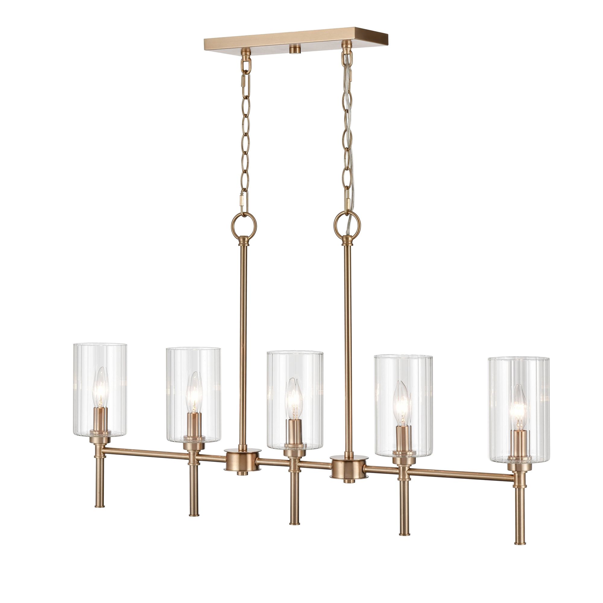 Image 3 Millennium Chastine 5-Light 36" Modern Gold Chandelier with Glass Shade more views