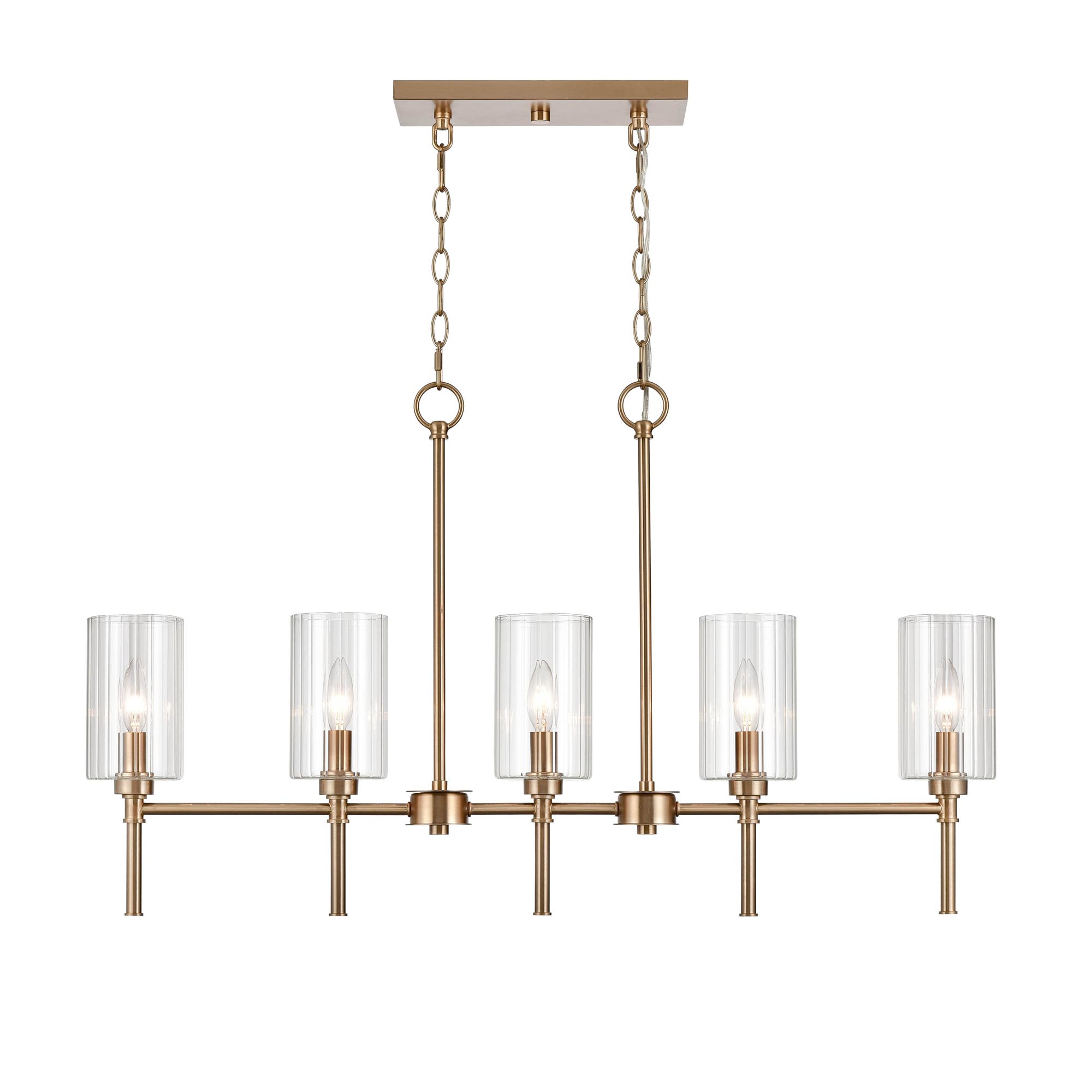 Image 5 Millennium Chastine 5-Light 36" Modern Gold Chandelier with Glass Shade more views