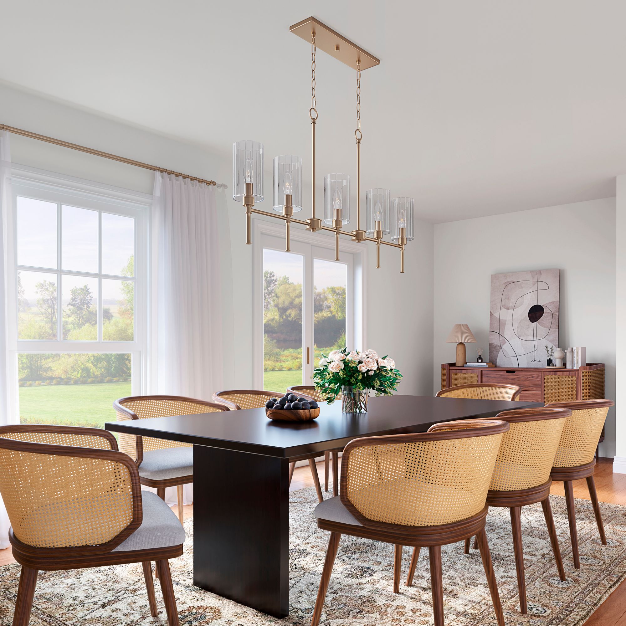 Image 6 Millennium Chastine 5-Light 36" Modern Gold Chandelier with Glass Shade more views