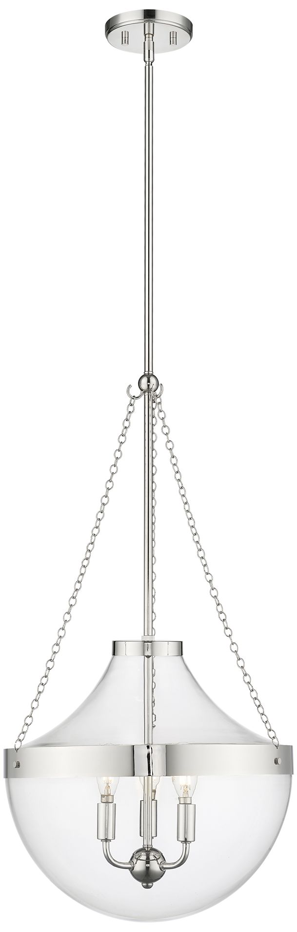 Millennium Clarra 3-Light 15.75" Polished Nickel Pendant with Glass Shade