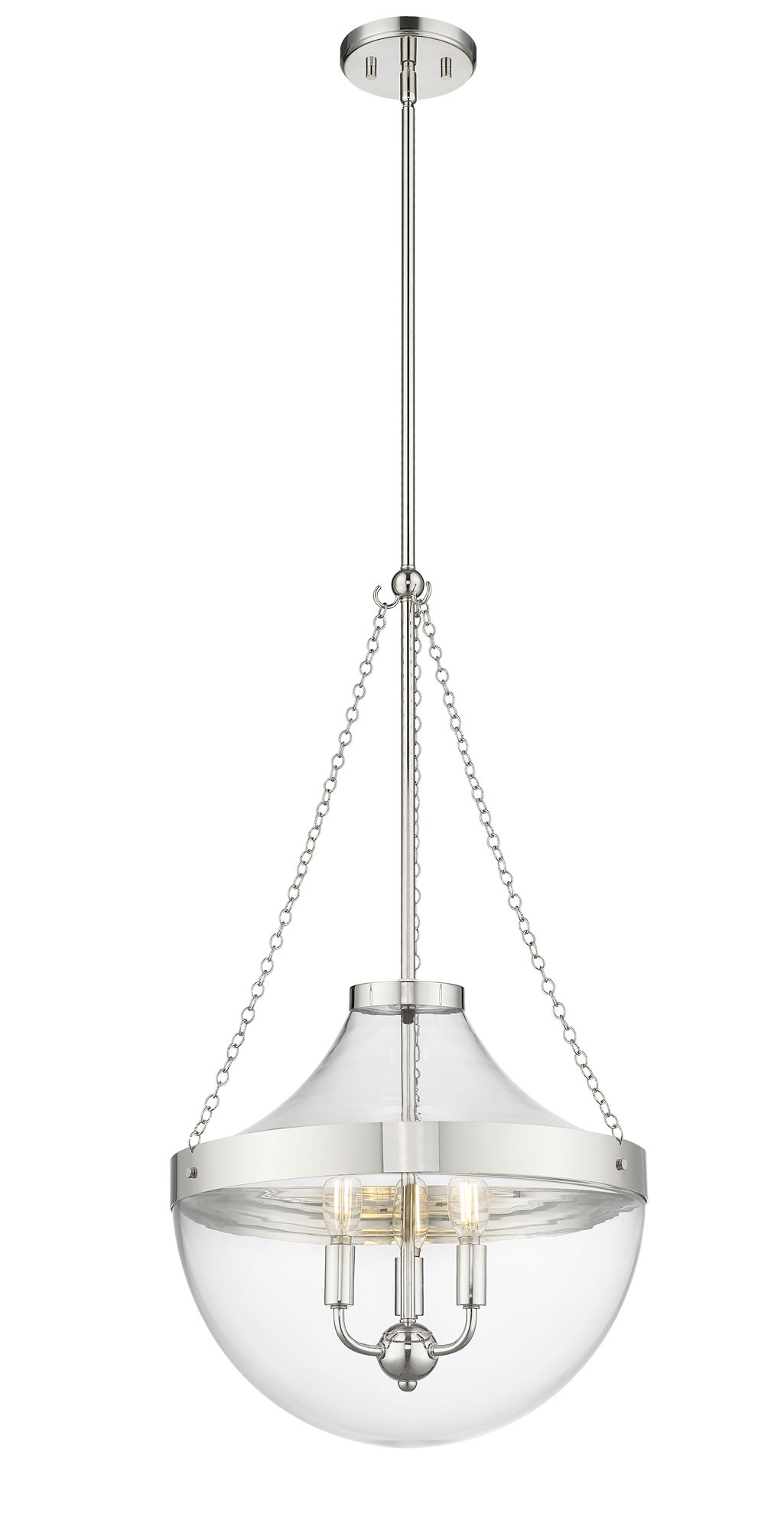 Image 2 Millennium Clarra 3-Light 15.75" Polished Nickel Pendant with Glass Shade more views