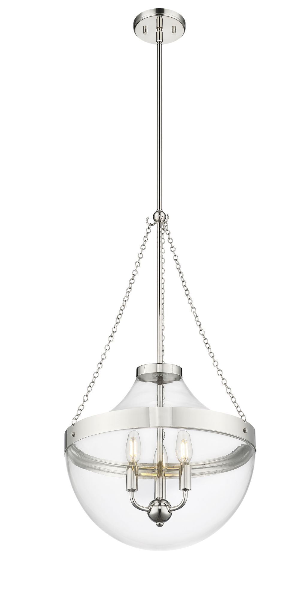 Image 3 Millennium Clarra 3-Light 15.75" Polished Nickel Pendant with Glass Shade more views