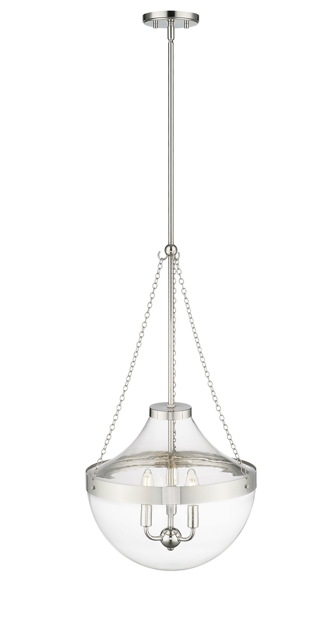 Image 4 Millennium Clarra 3-Light 15.75" Polished Nickel Pendant with Glass Shade more views
