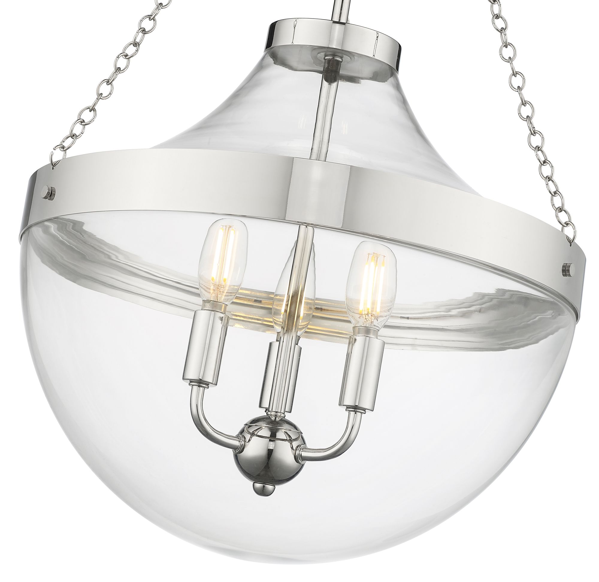 Image 5 Millennium Clarra 3-Light 15.75" Polished Nickel Pendant with Glass Shade more views