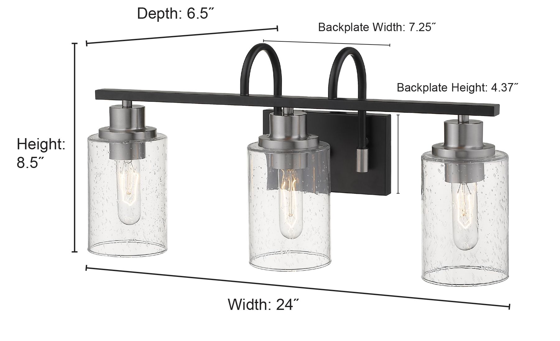 Image 2 Millennium Clifton 23.25" Matte Black/Brushed Nickel Vanity Light more views