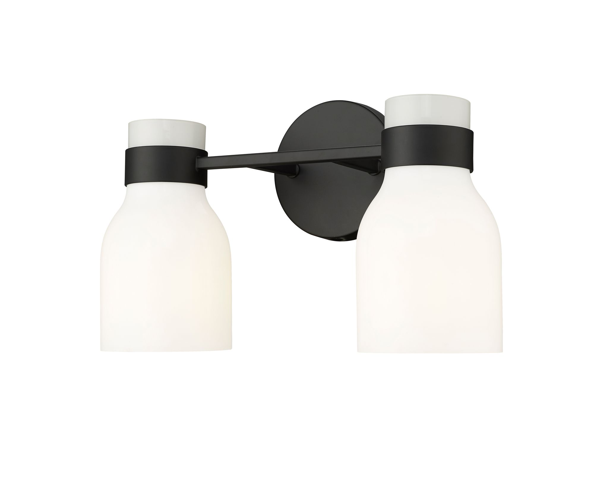 Image 2 Millennium Corella 2-Light 14" Matte Black Vanity Light with Glass Shade more views