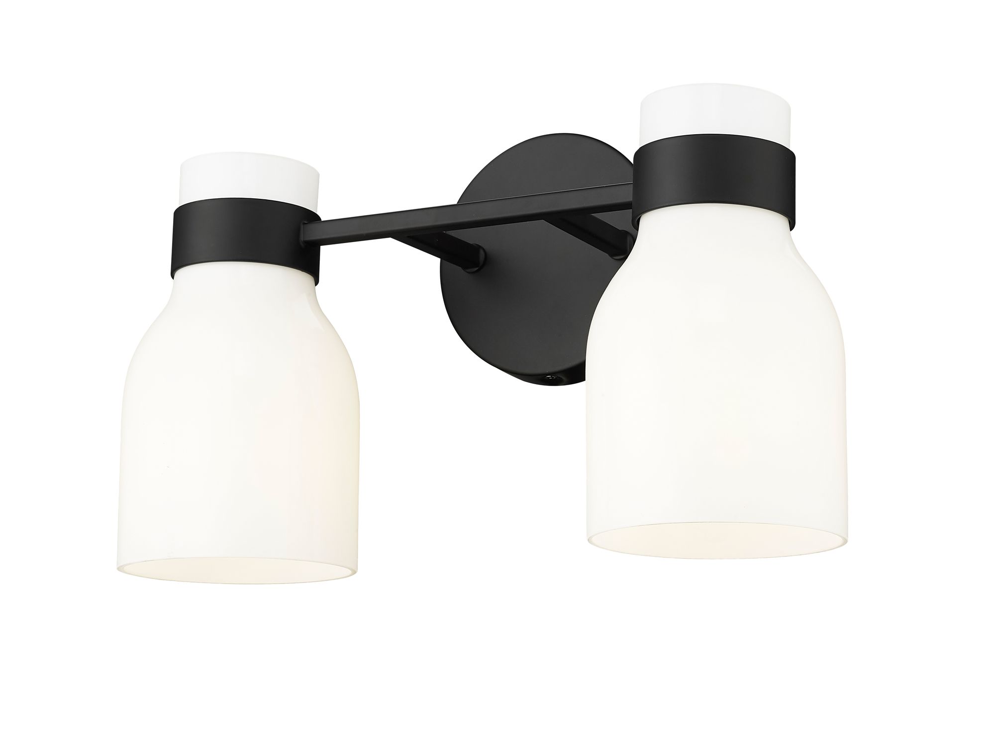 Image 3 Millennium Corella 2-Light 14" Matte Black Vanity Light with Glass Shade more views