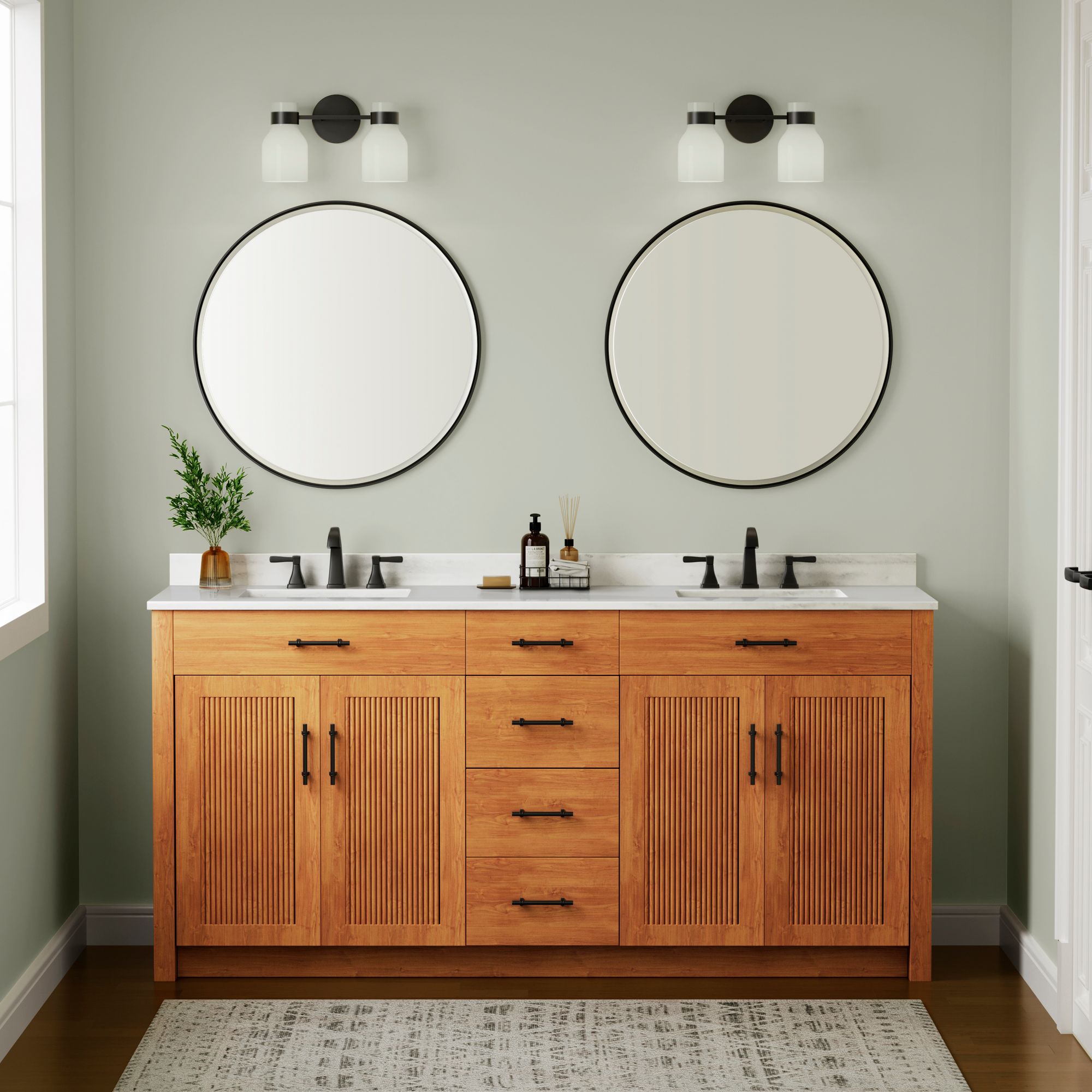 Image 7 Millennium Corella 2-Light 14" Matte Black Vanity Light with Glass Shade more views