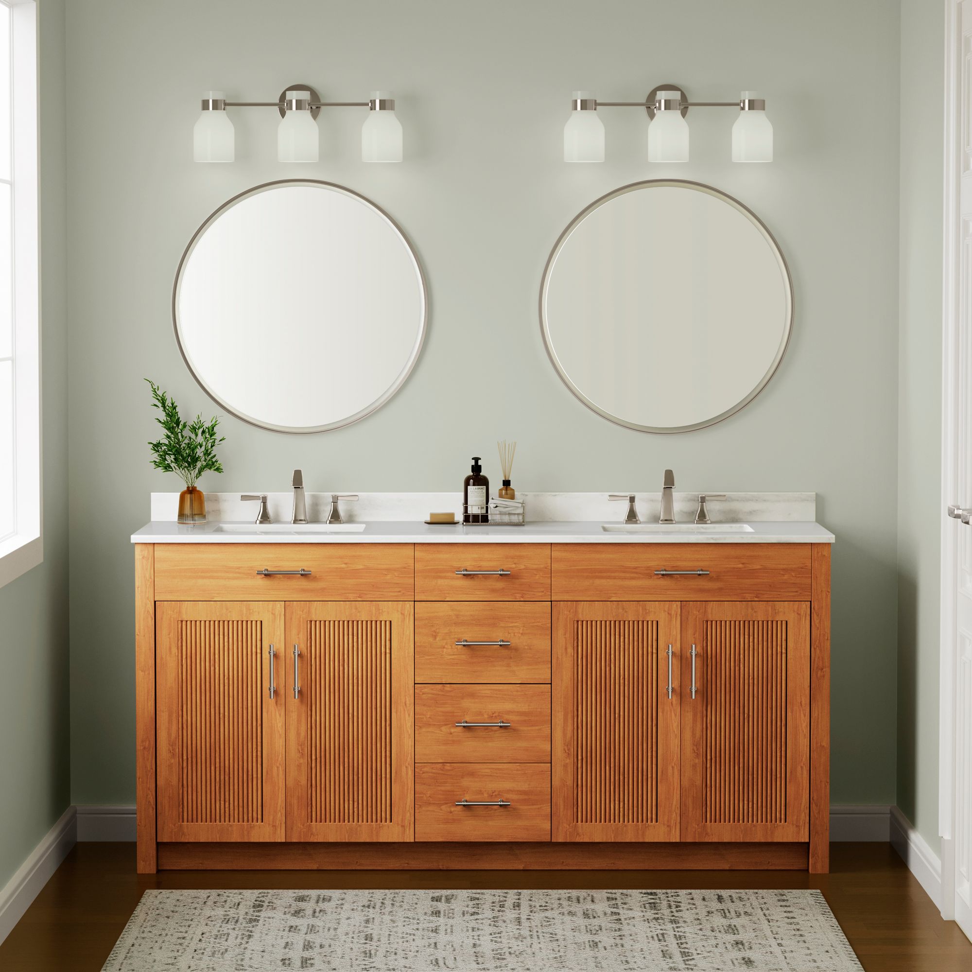 Millennium Corella 3-Light 22.5" Polished Nickel Vanity Light with Shade